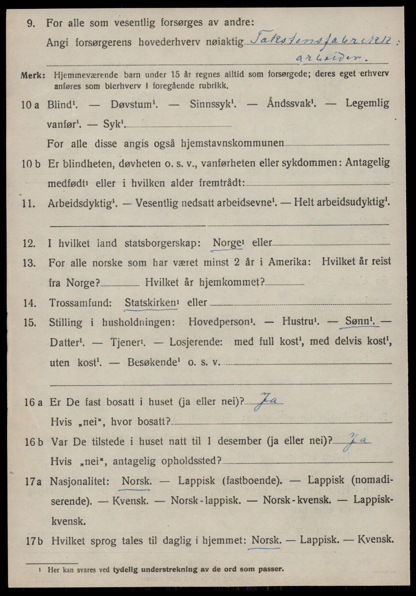 SAT, 1920 census for Orkland, 1920, p. 1671