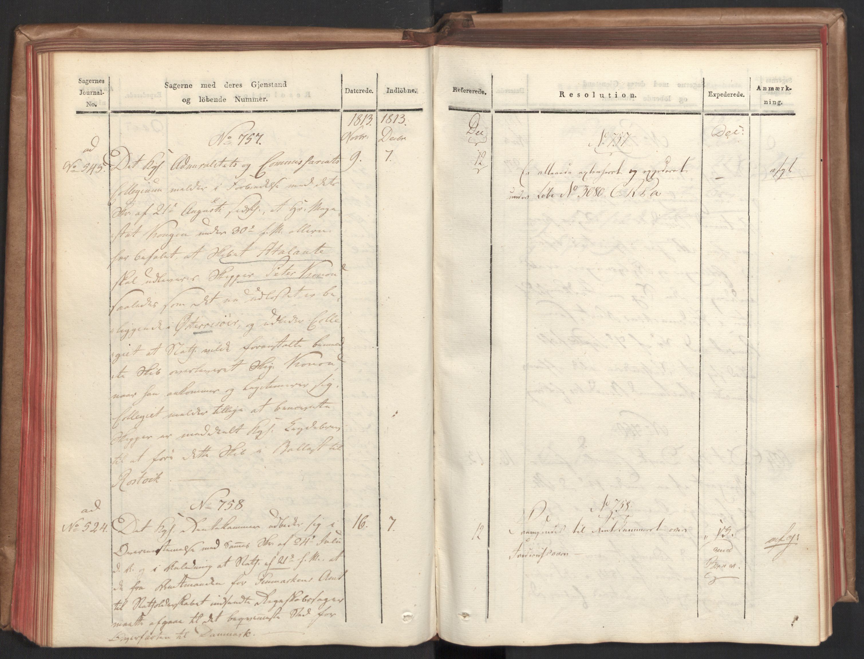 Stattholderembetet 1810-1814, 2. kontor (Kontor B), AV/RA-EA-5432/Aa/L0003: Kollegial referatprotokoll,  j.nr. 512-627,  l.nr. 640-786, 1813-1814, p. 81