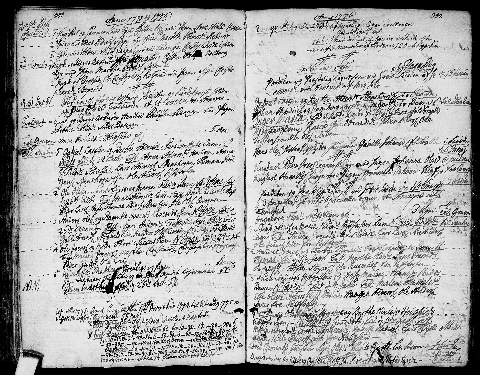 Eiker kirkebøker, SAKO/A-4/F/Fa/L0008: Parish register (official) no. I 8, 1764-1788, p. 393-394