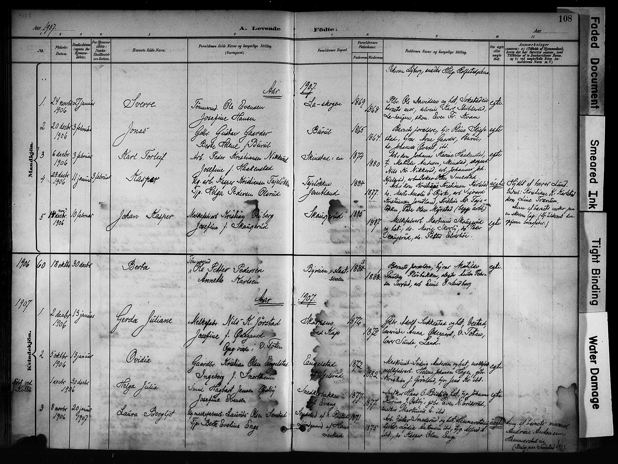 Østre Toten prestekontor, SAH/PREST-104/H/Ha/Haa/L0008: Parish register (official) no. 8, 1897-1909, p. 108