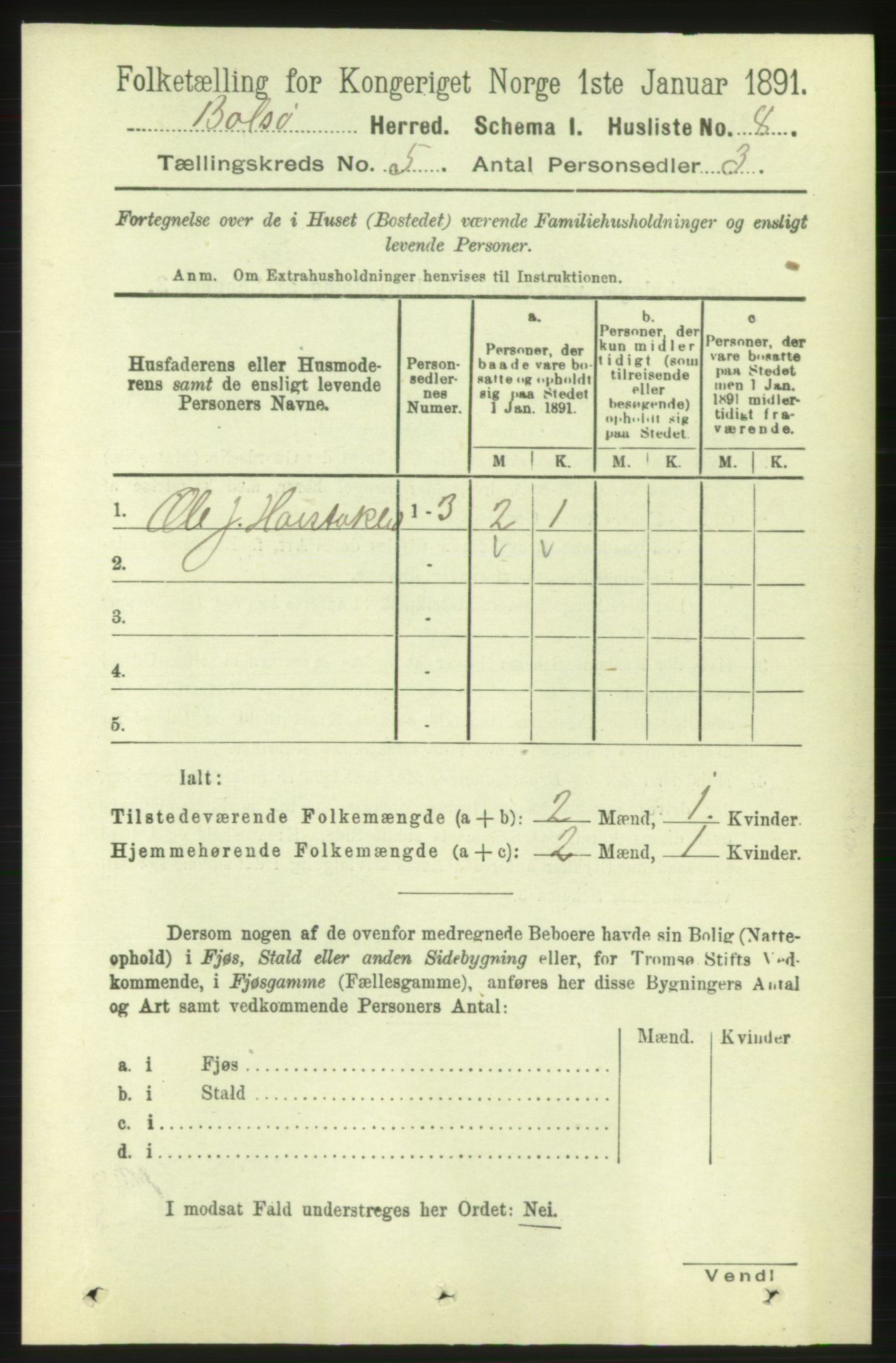 RA, 1891 census for 1544 Bolsøy, 1891, p. 3046