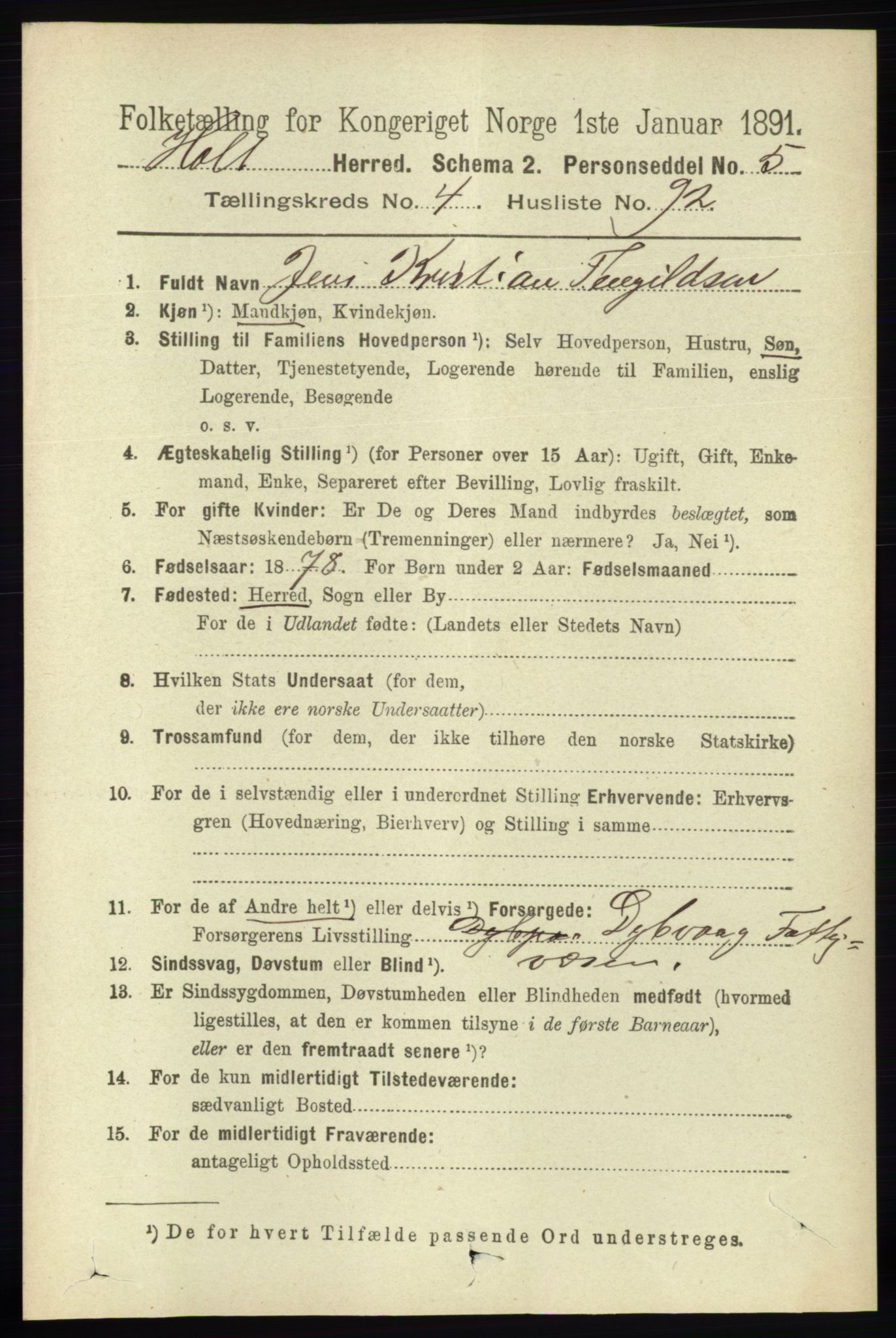 RA, 1891 census for 0914 Holt, 1891, p. 2208