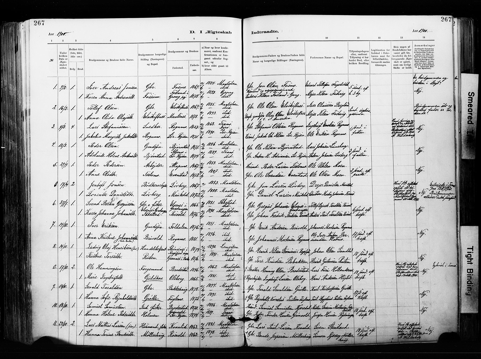 Målselv sokneprestembete, SATØ/S-1311/G/Ga/Gaa/L0007kirke: Parish register (official) no. 7, 1884-1903, p. 267