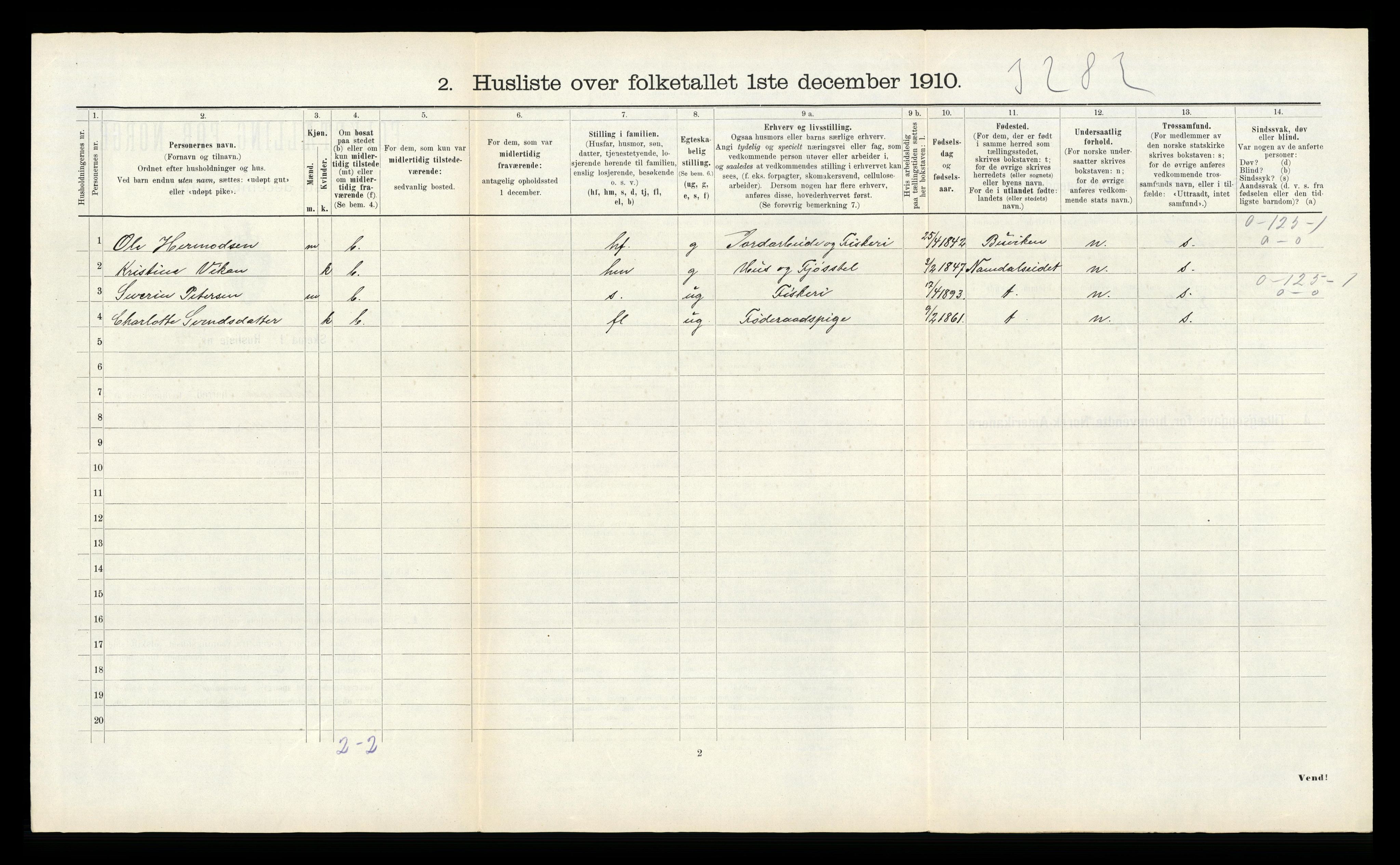 RA, 1910 census for Flatanger, 1910, p. 120