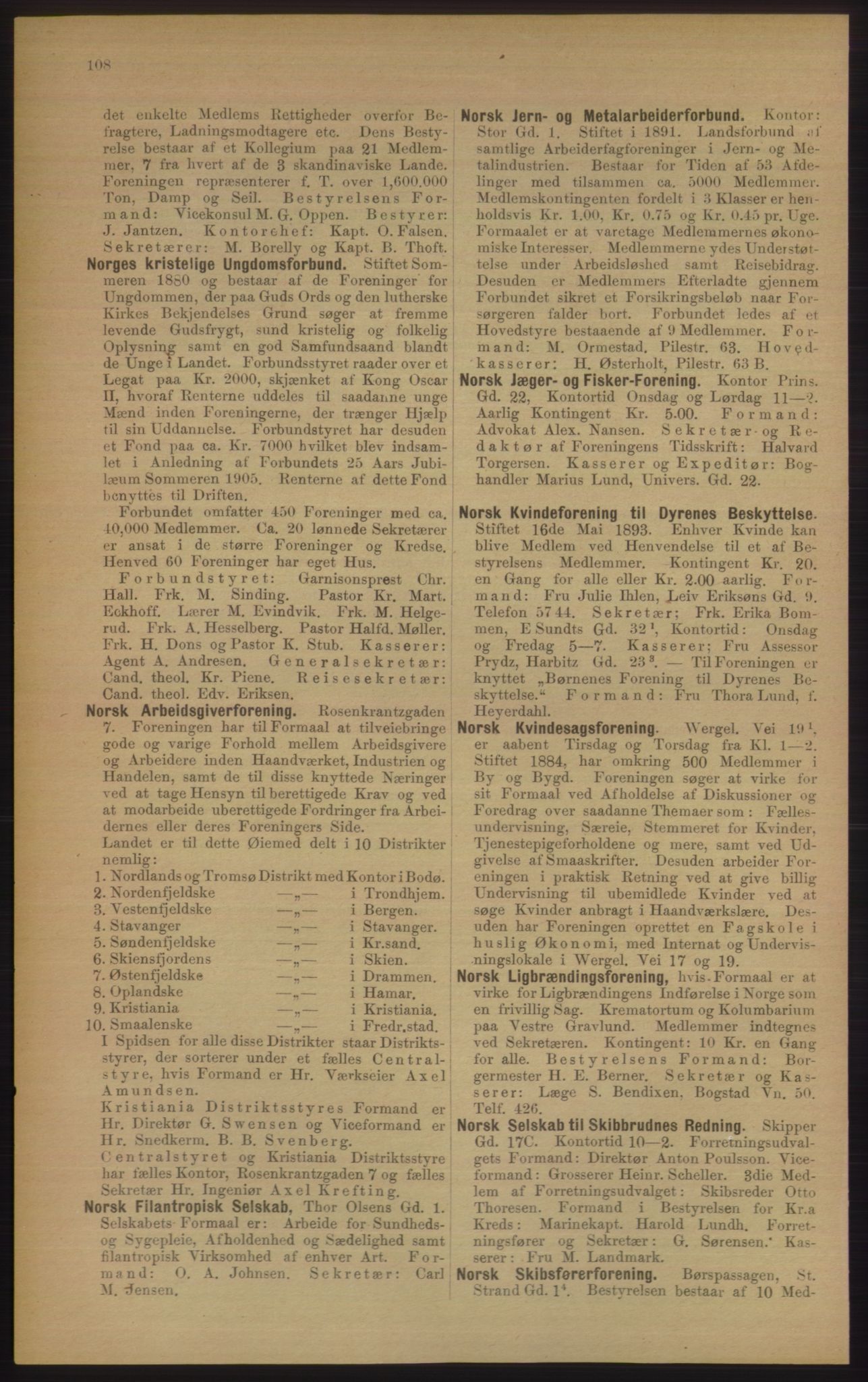 Kristiania/Oslo adressebok, PUBL/-, 1906, p. 108