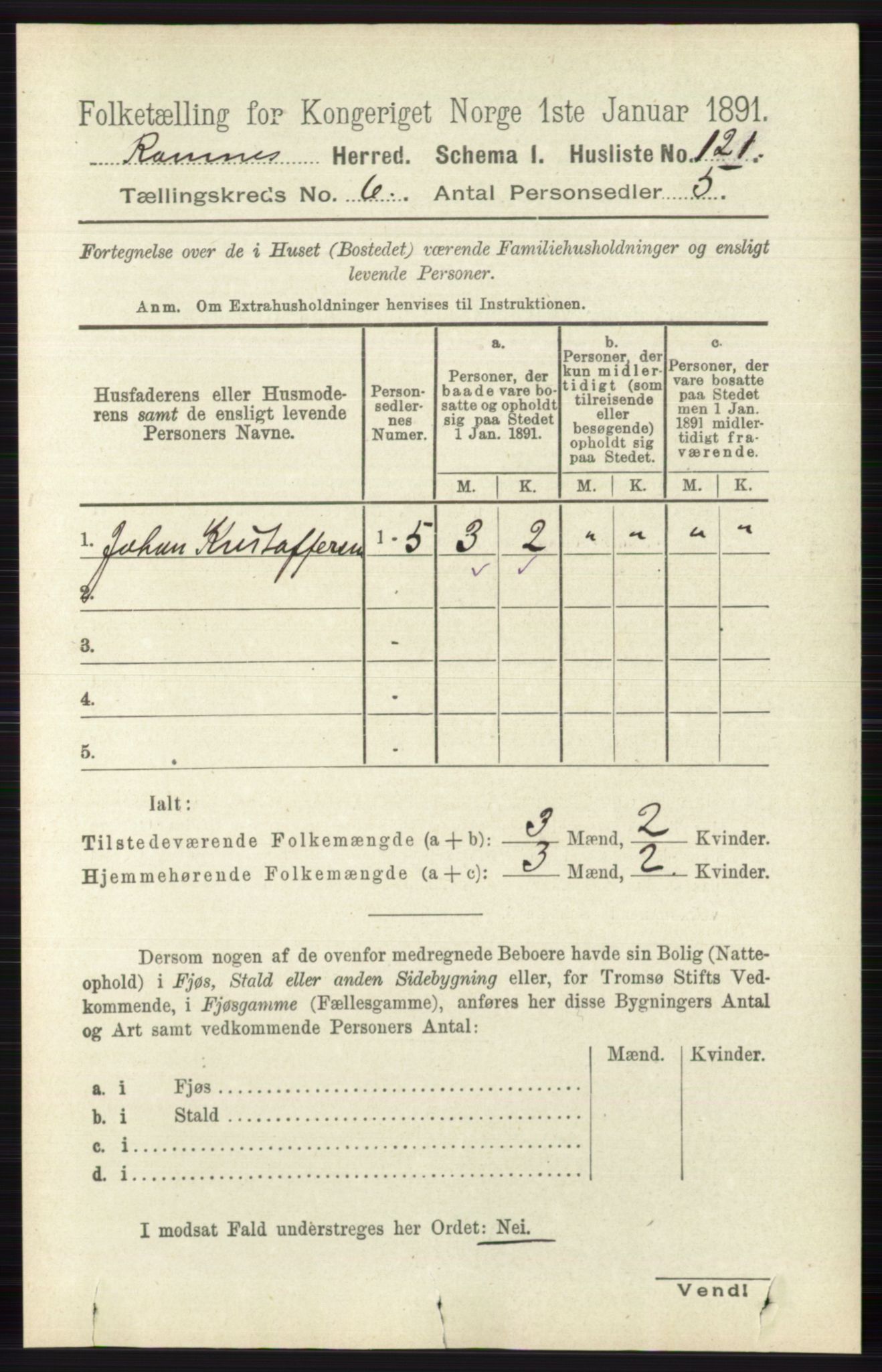 RA, 1891 census for 0718 Ramnes, 1891, p. 3310