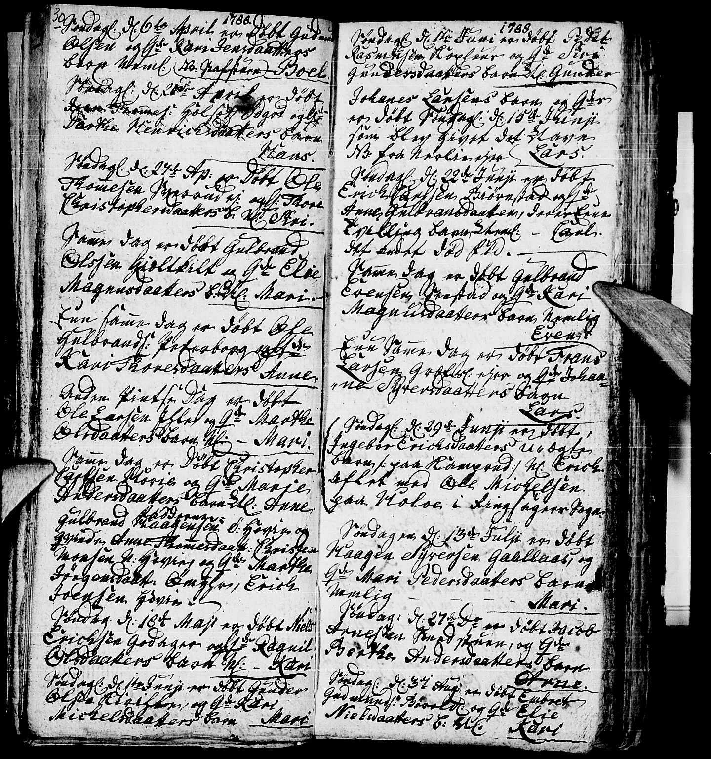 Nes prestekontor, Hedmark, SAH/PREST-020/L/La/L0002: Parish register (copy) no. 2, 1785-1813, p. 30-31