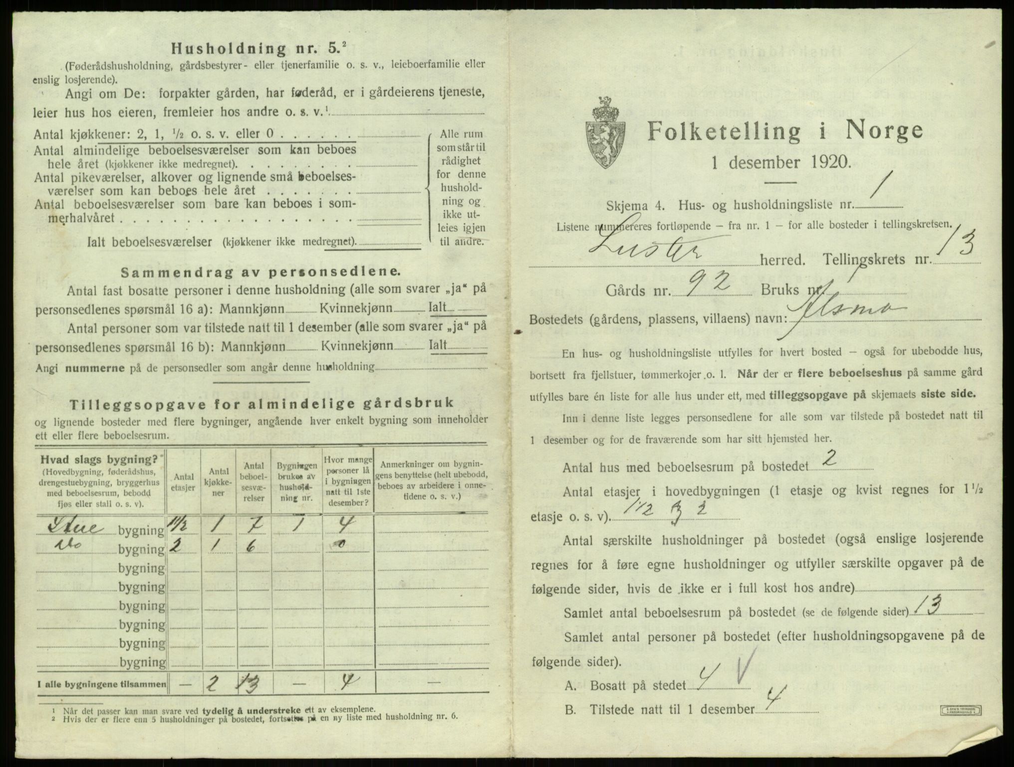 SAB, 1920 census for Luster, 1920, p. 1254