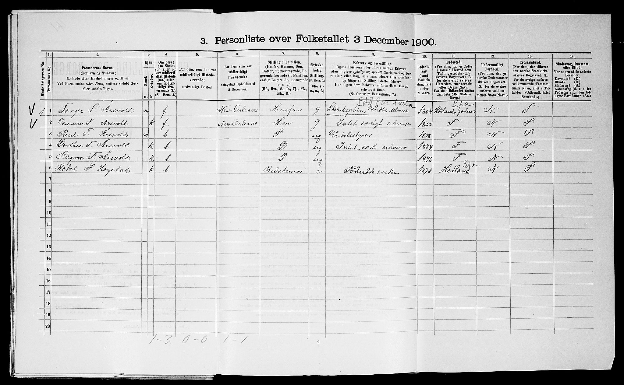 SAST, 1900 census for Haaland, 1900, p. 666