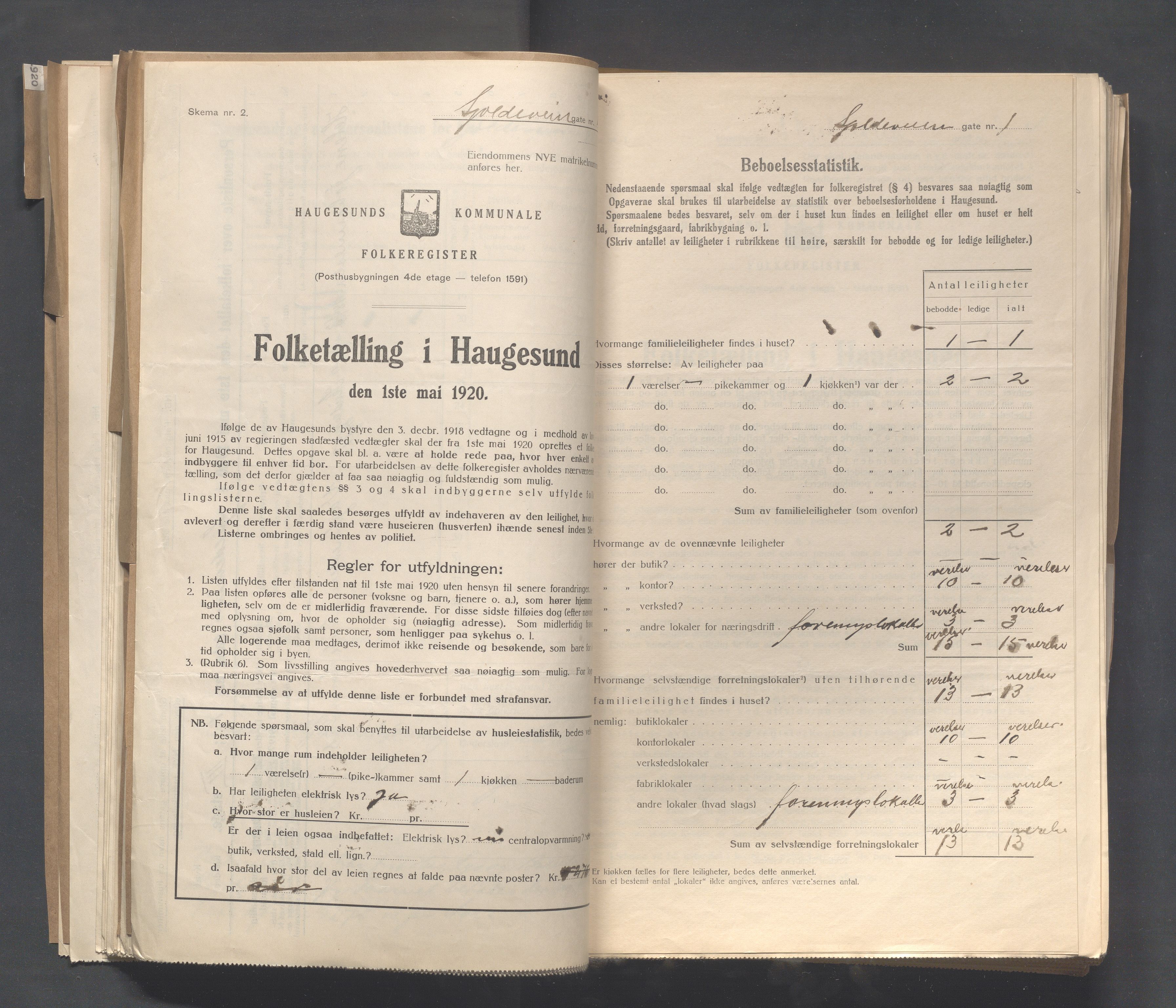 IKAR, Local census 1.5.1920 for Haugesund, 1920, p. 3769