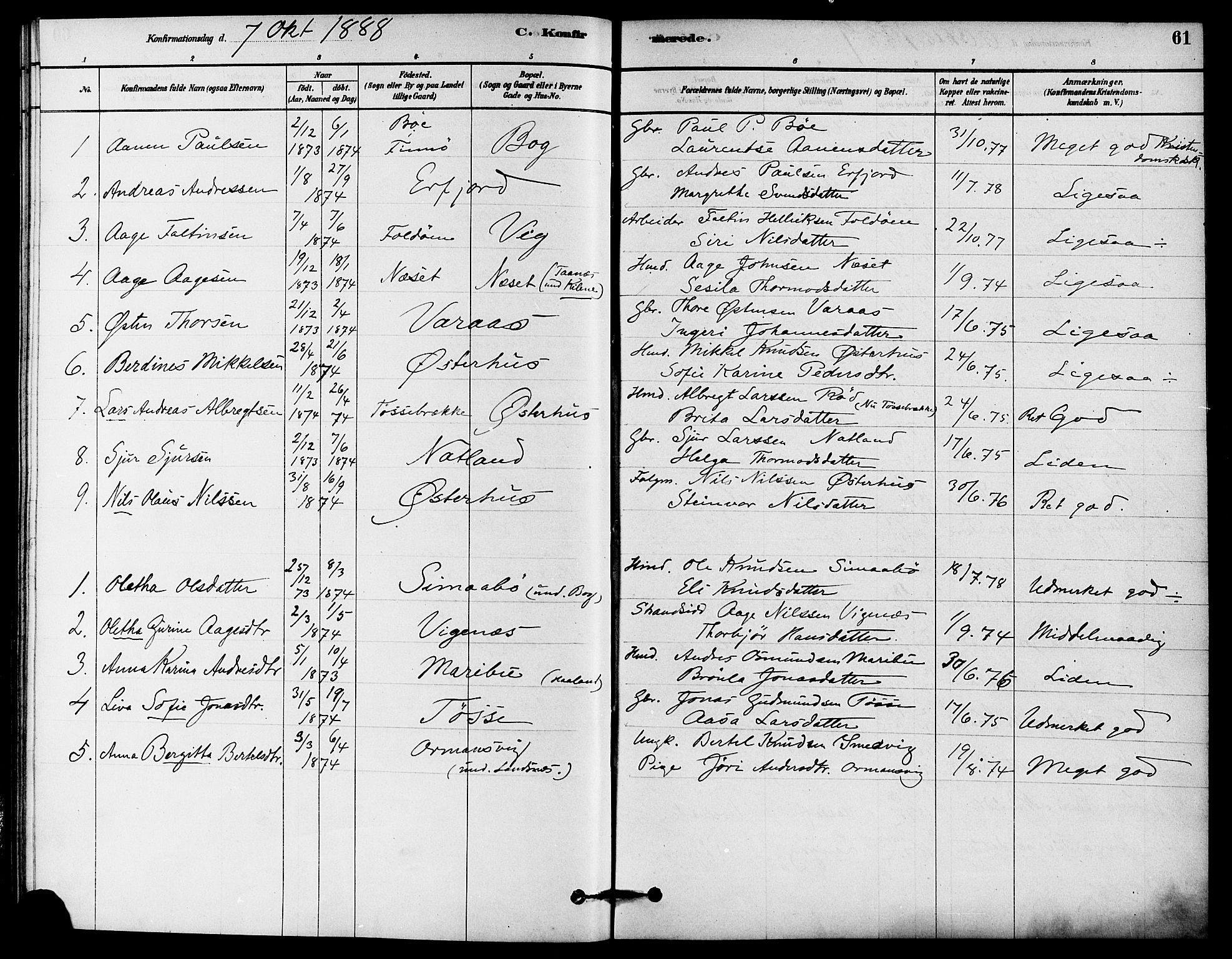 Jelsa sokneprestkontor, SAST/A-101842/01/IV: Parish register (official) no. A 9, 1878-1898, p. 61