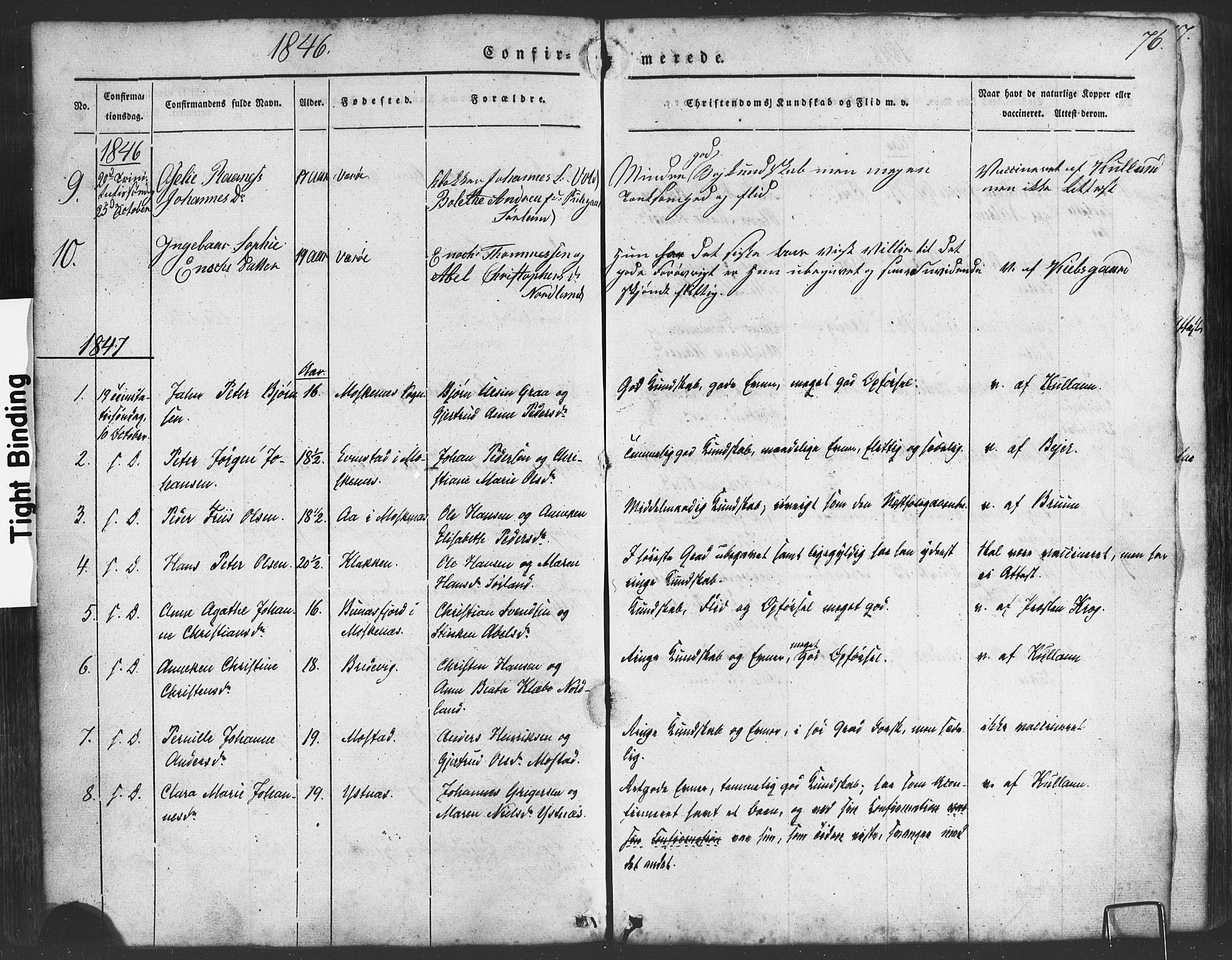 Ministerialprotokoller, klokkerbøker og fødselsregistre - Nordland, SAT/A-1459/807/L0121: Parish register (official) no. 807A04, 1846-1879, p. 76