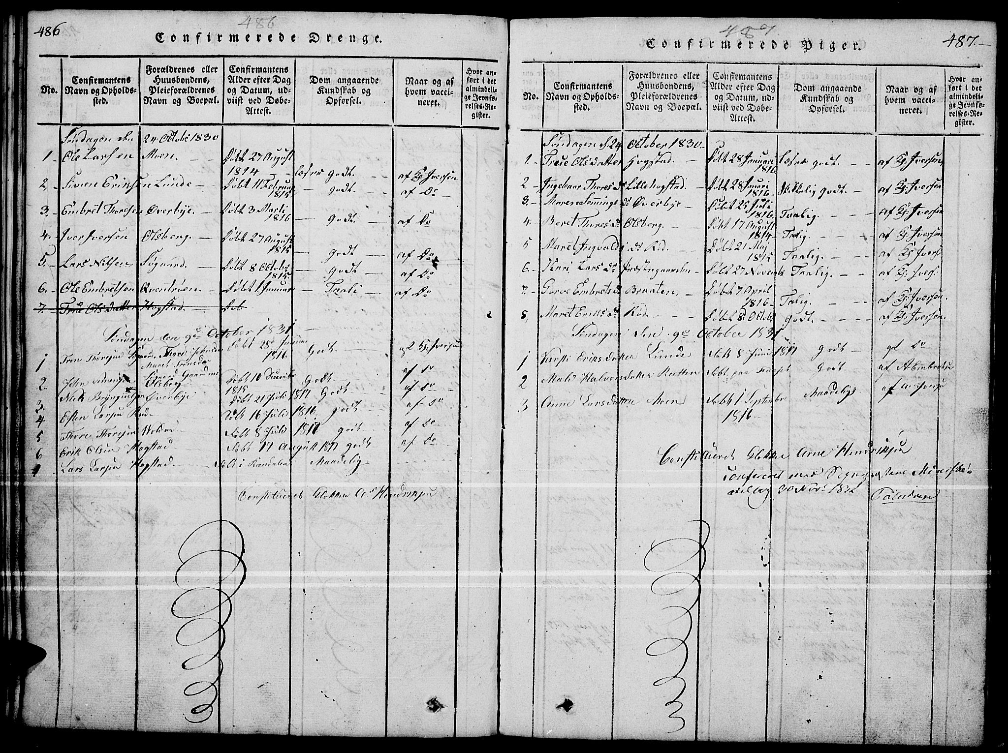 Tynset prestekontor, SAH/PREST-058/H/Ha/Hab/L0004: Parish register (copy) no. 4, 1814-1879, p. 486-487