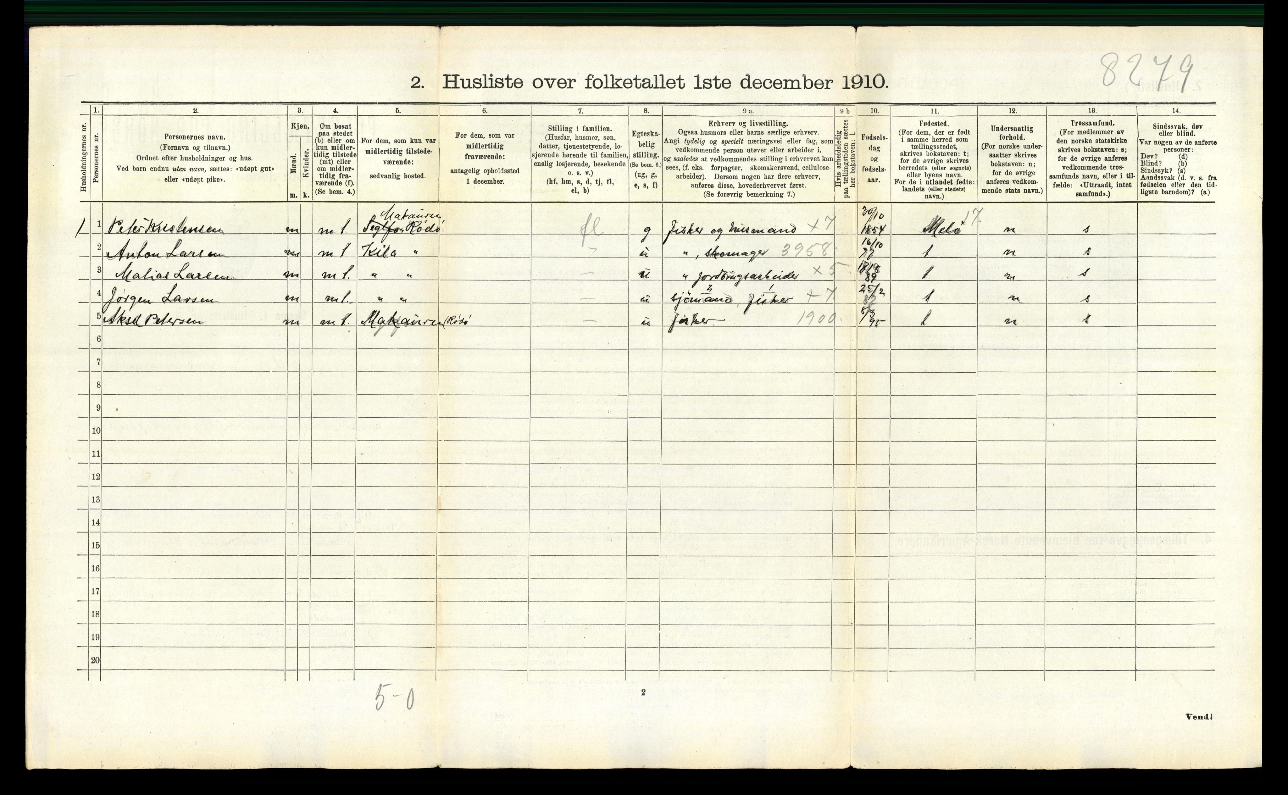 RA, 1910 census for Rødøy, 1910, p. 438