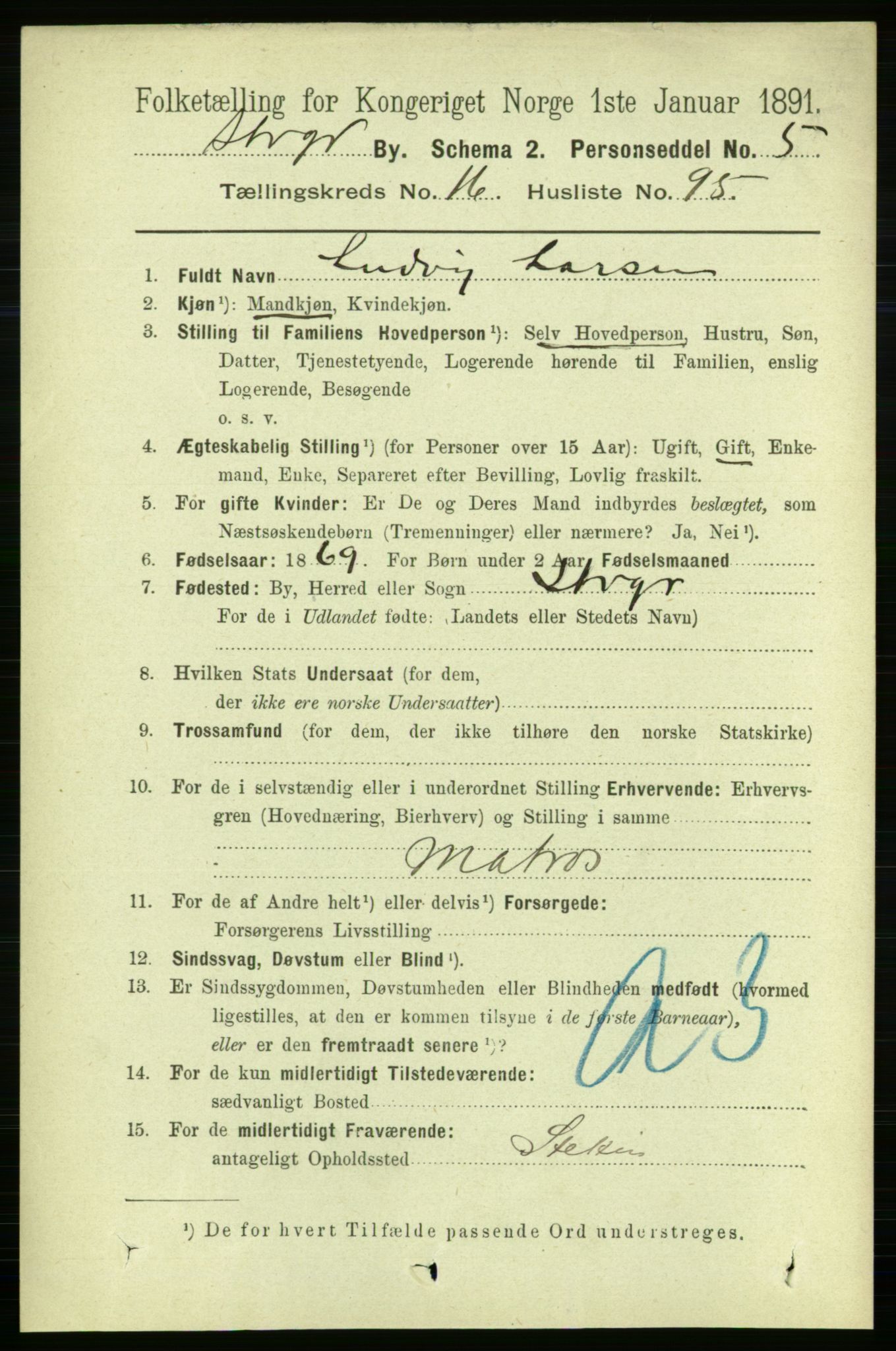 RA, 1891 census for 1103 Stavanger, 1891, p. 19811