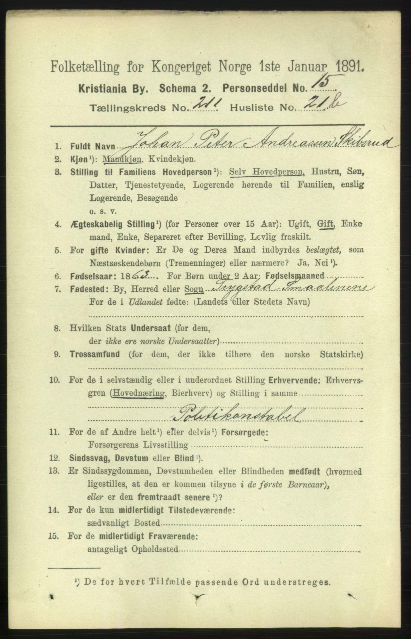 RA, 1891 census for 0301 Kristiania, 1891, p. 126401