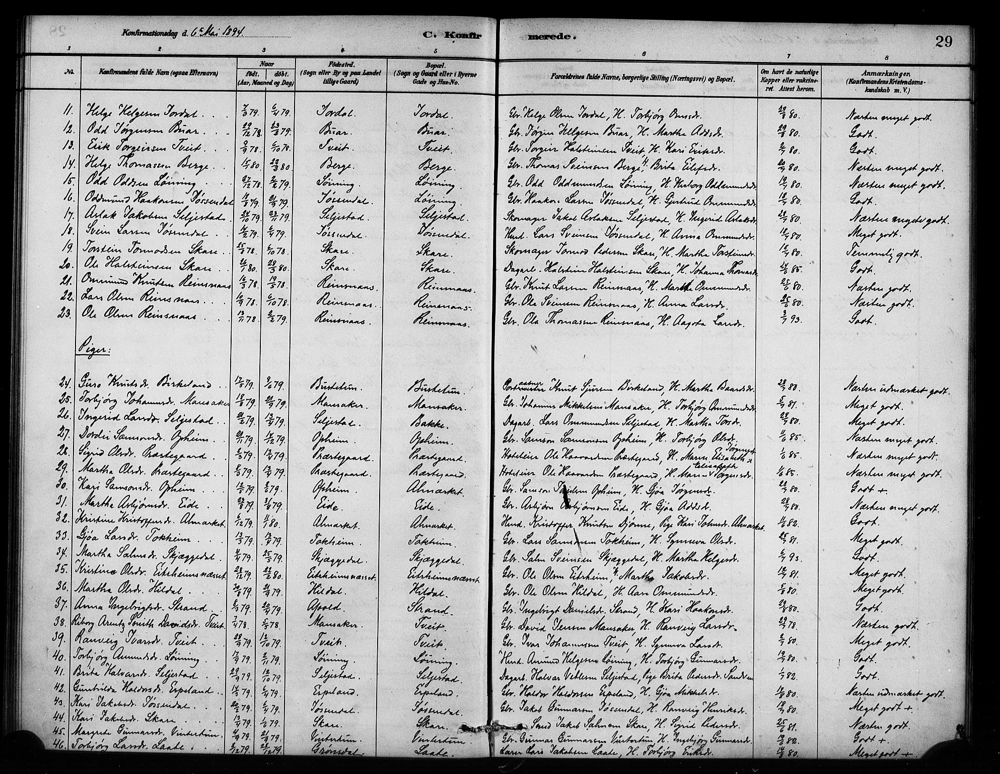Odda Sokneprestembete, AV/SAB-A-77201/H/Haa: Parish register (official) no. A 2, 1880-1915, p. 29