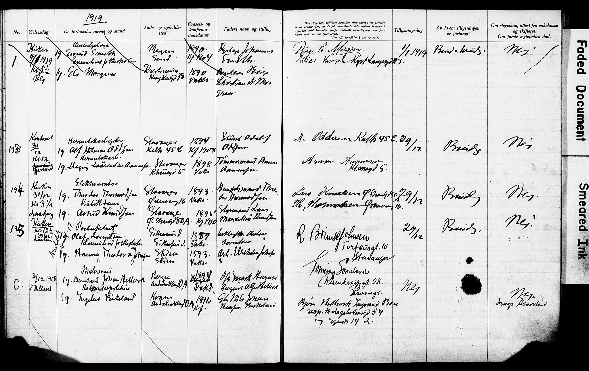 Domkirken sokneprestkontor, AV/SAST-A-101812/001/70/705BA/L0006: Banns register no. 6, 1914-1924