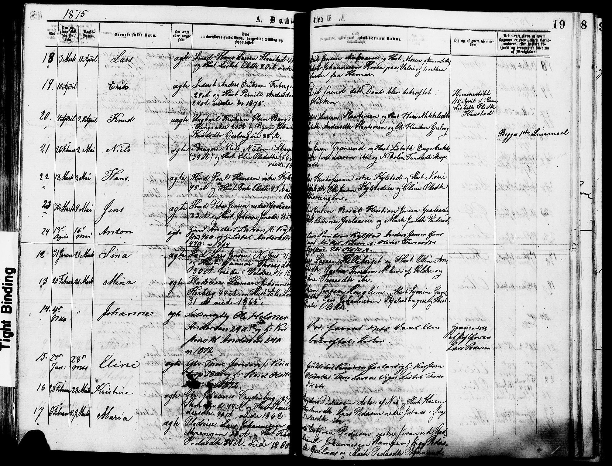 Vang prestekontor, Hedmark, SAH/PREST-008/H/Ha/Haa/L0013: Parish register (official) no. 13, 1855-1879, p. 19