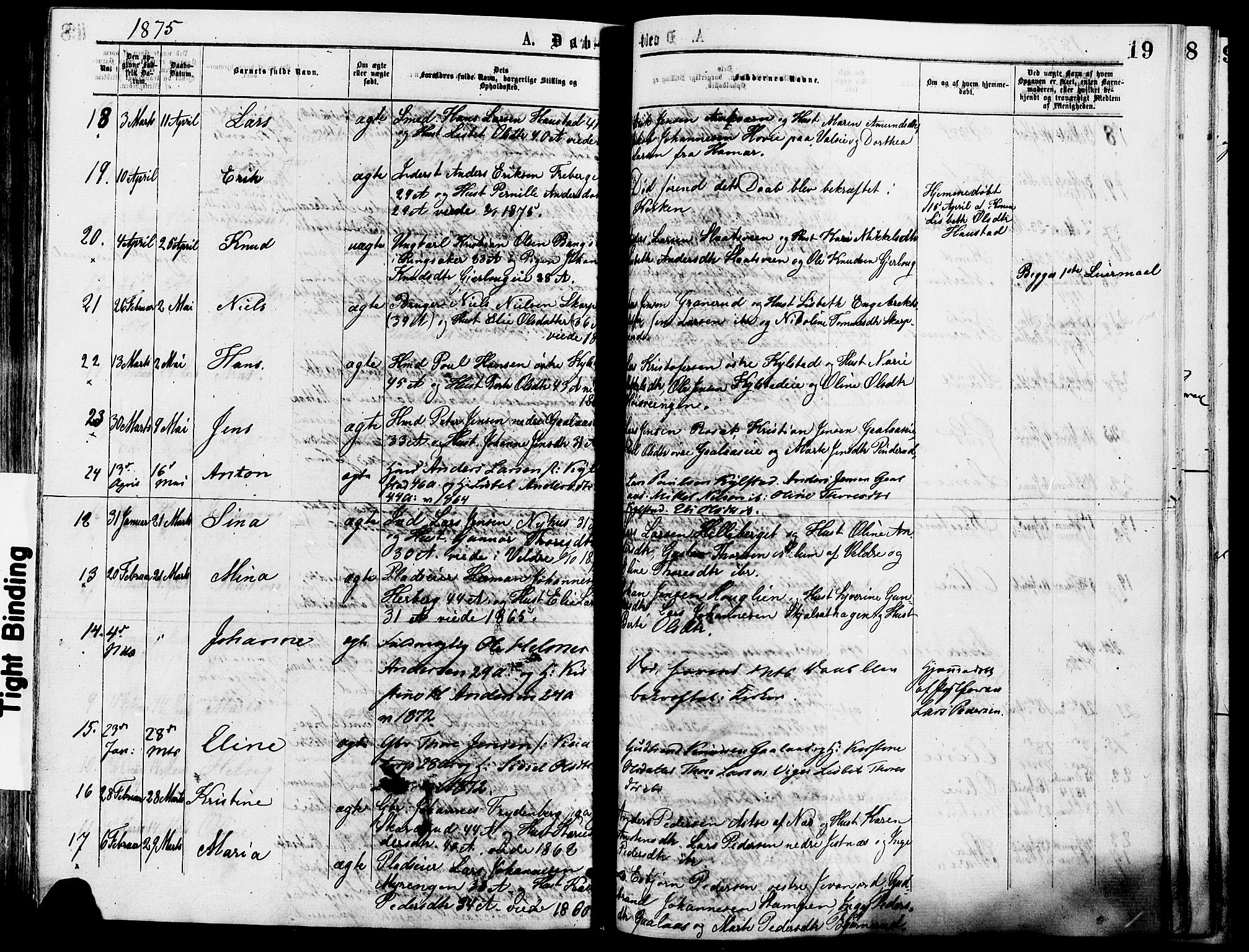 Vang prestekontor, Hedmark, AV/SAH-PREST-008/H/Ha/Haa/L0013: Parish register (official) no. 13, 1855-1879, p. 19