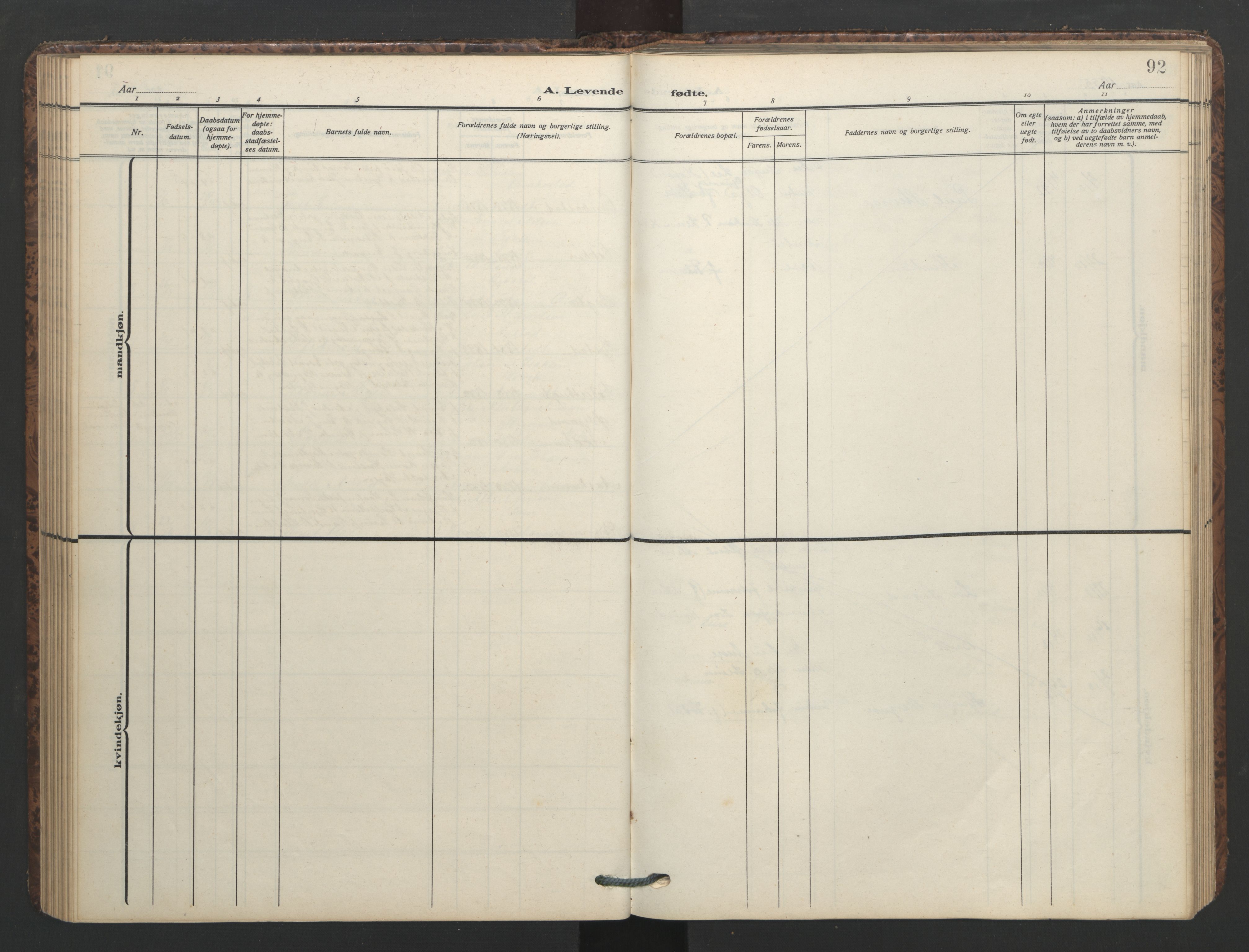 Ministerialprotokoller, klokkerbøker og fødselsregistre - Møre og Romsdal, AV/SAT-A-1454/577/L0897: Parish register (copy) no. 577C01, 1909-1946, p. 92