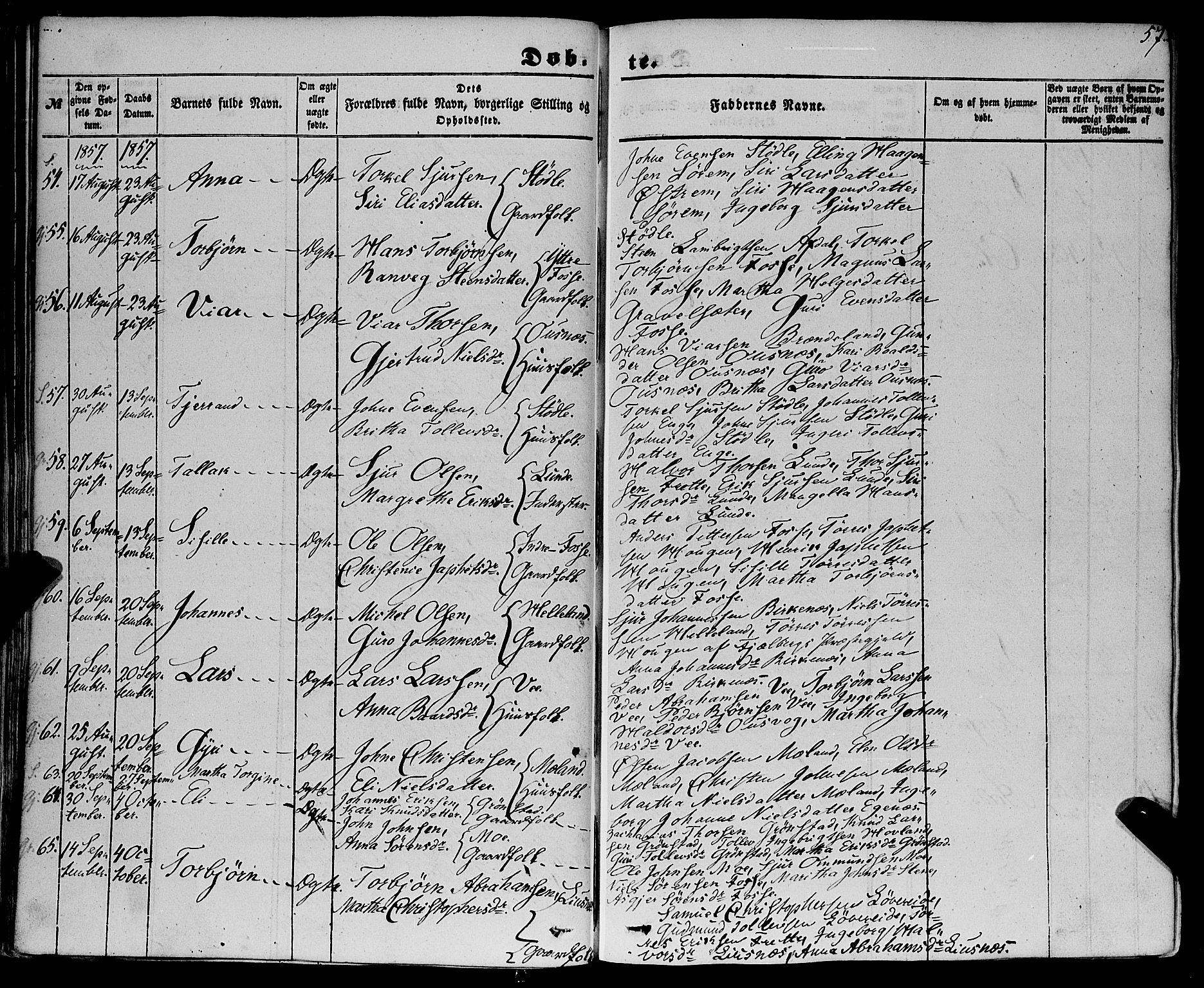 Etne sokneprestembete, AV/SAB-A-75001/H/Haa: Parish register (official) no. A 8, 1848-1862, p. 57