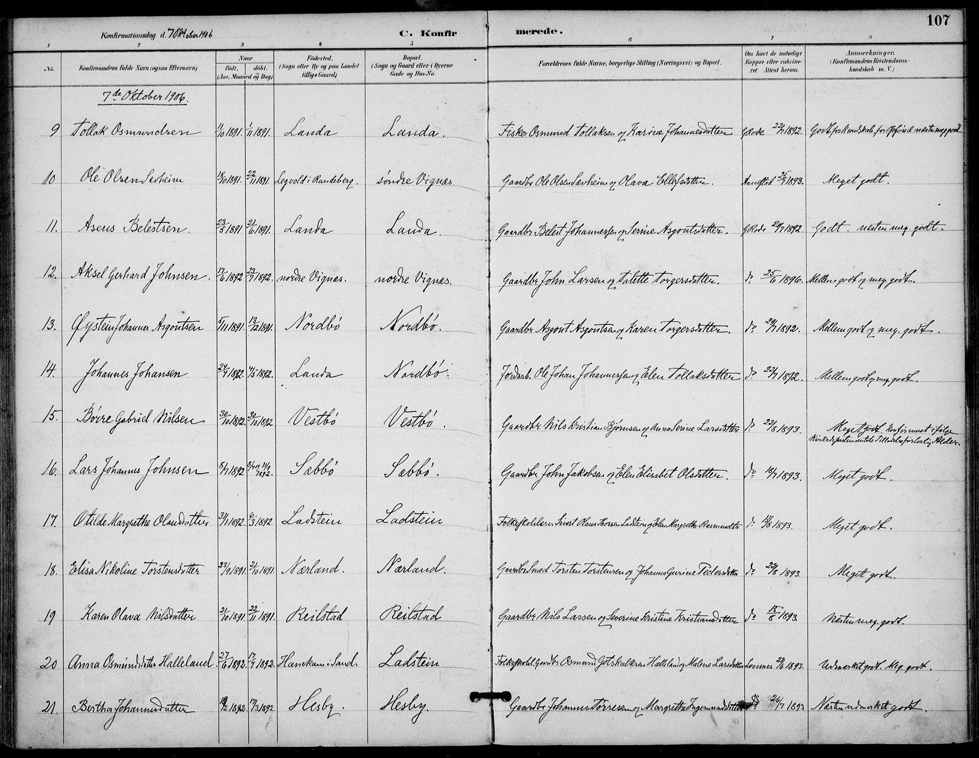 Finnøy sokneprestkontor, SAST/A-101825/H/Ha/Haa/L0011: Parish register (official) no. A 11, 1891-1910, p. 107