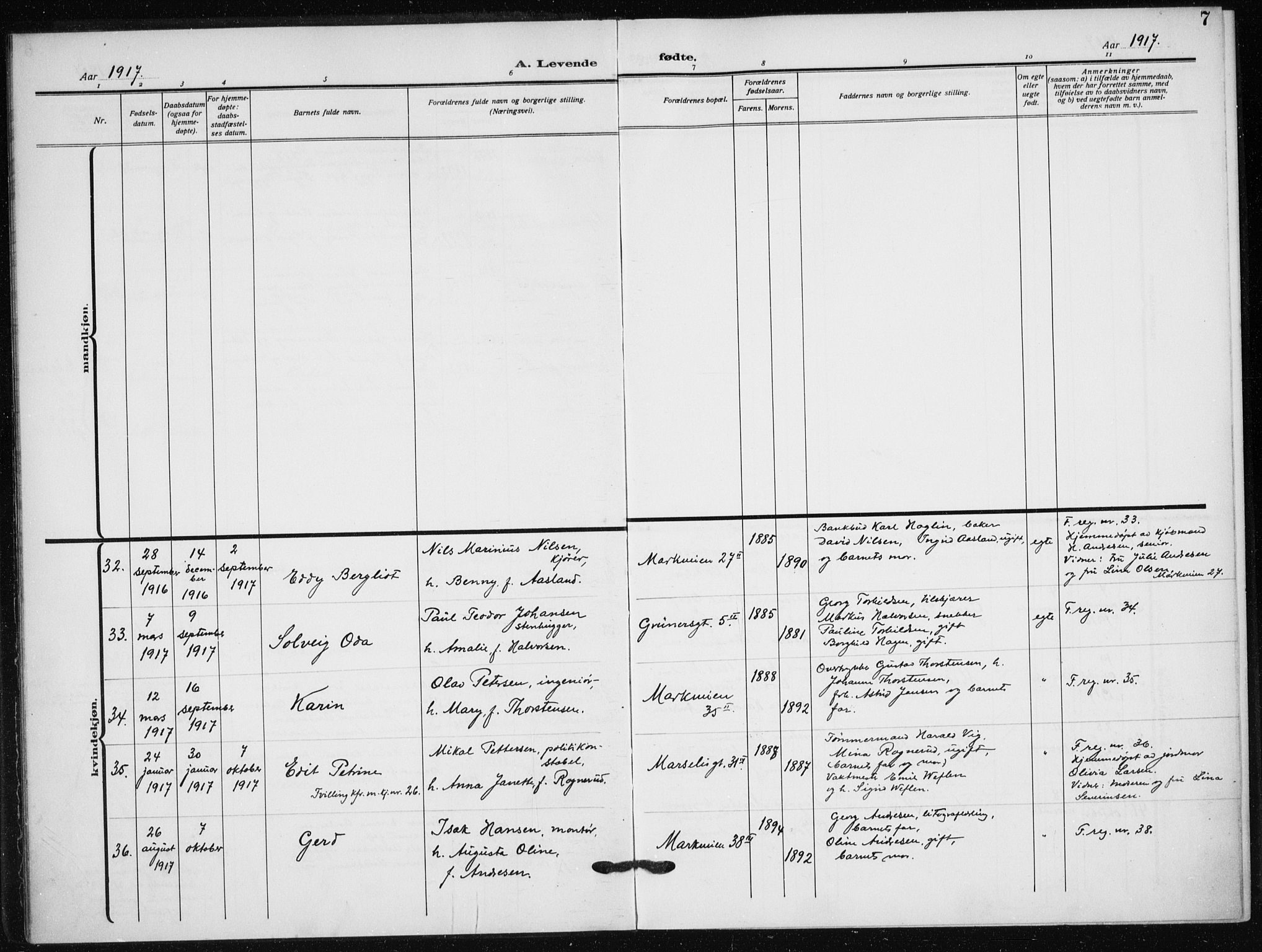 Hauge prestekontor Kirkebøker, AV/SAO-A-10849/F/Fa/L0001: Parish register (official) no. 1, 1917-1938, p. 7