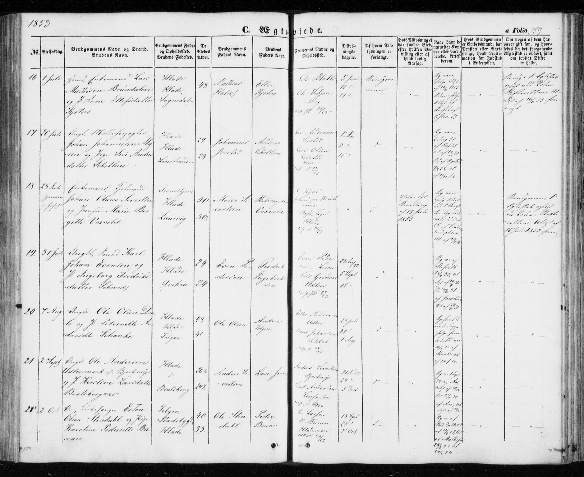 Ministerialprotokoller, klokkerbøker og fødselsregistre - Sør-Trøndelag, AV/SAT-A-1456/606/L0291: Parish register (official) no. 606A06, 1848-1856, p. 229