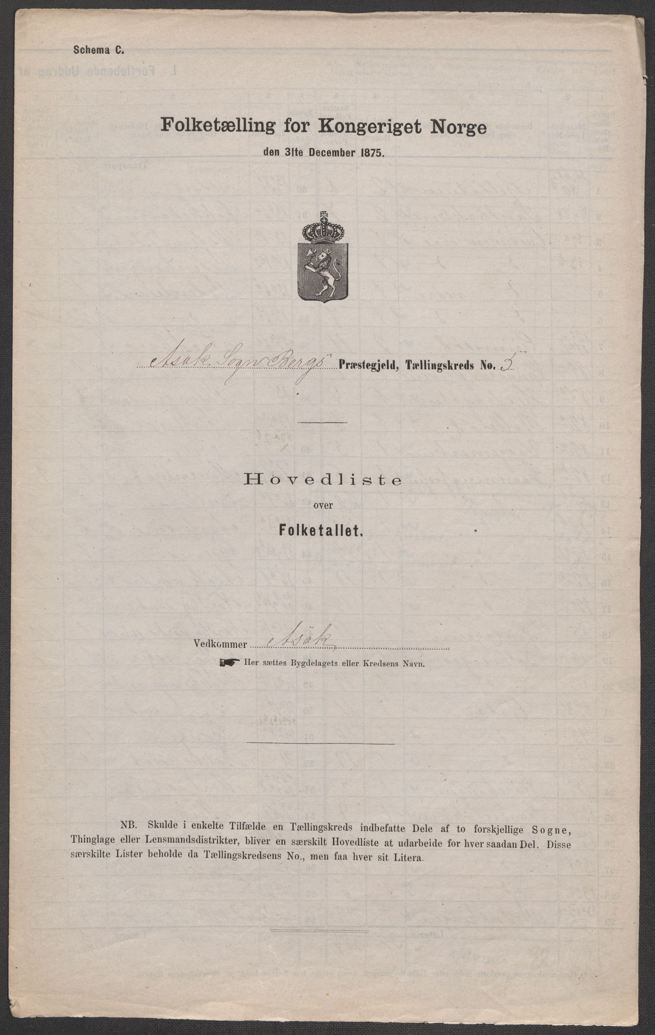 RA, 1875 census for 0116P Berg, 1875, p. 19