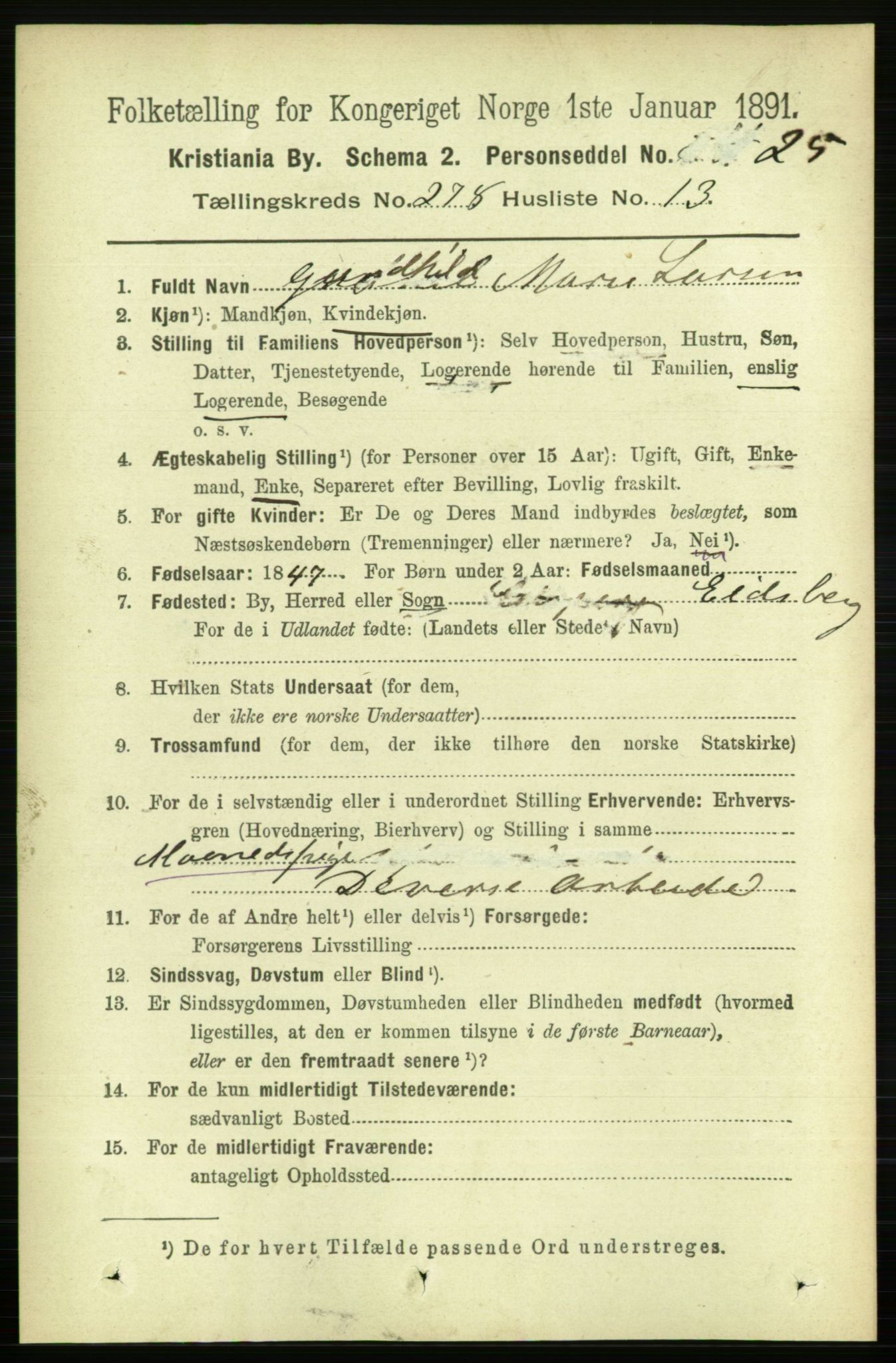 RA, 1891 census for 0301 Kristiania, 1891, p. 169073