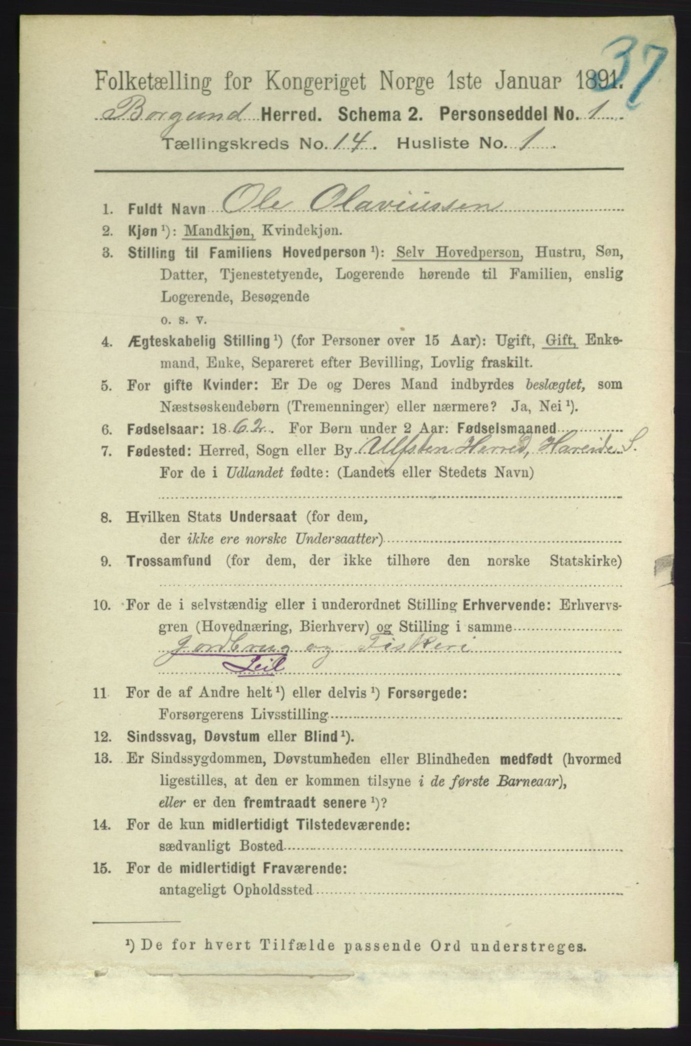 RA, 1891 census for 1531 Borgund, 1891, p. 4078