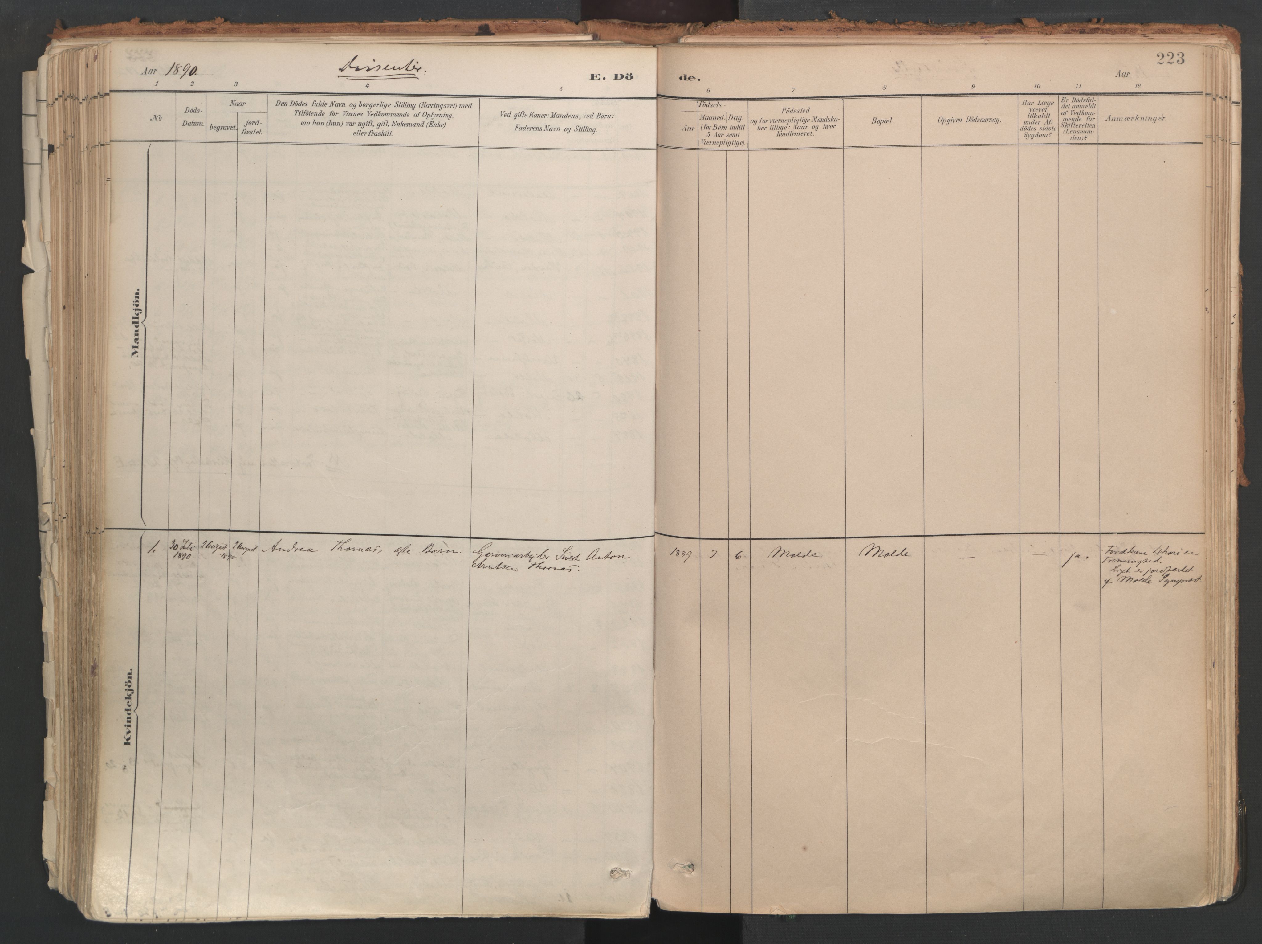 Ministerialprotokoller, klokkerbøker og fødselsregistre - Møre og Romsdal, SAT/A-1454/558/L0692: Parish register (official) no. 558A06, 1887-1971, p. 223