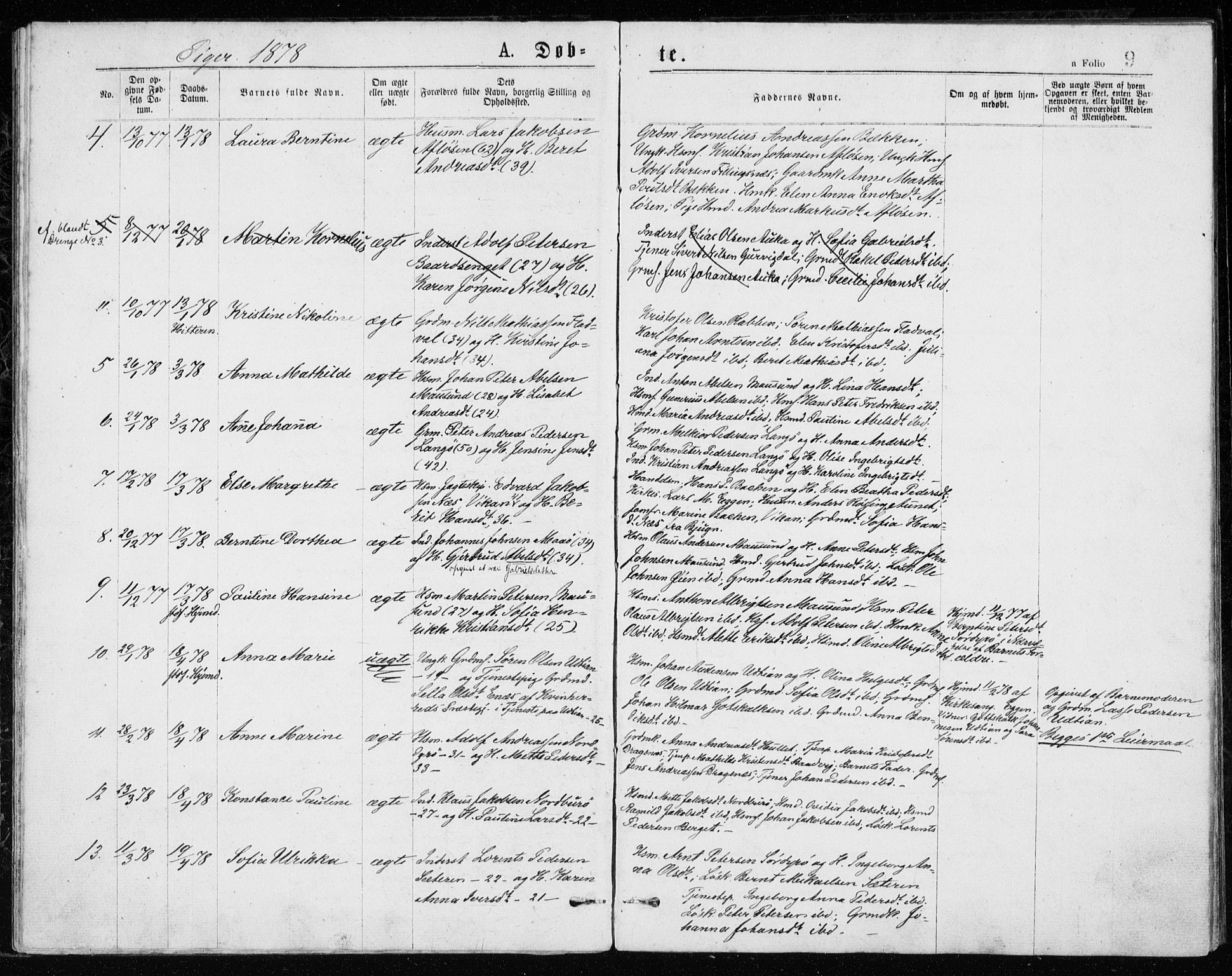 Ministerialprotokoller, klokkerbøker og fødselsregistre - Sør-Trøndelag, SAT/A-1456/640/L0577: Parish register (official) no. 640A02, 1877-1878, p. 9