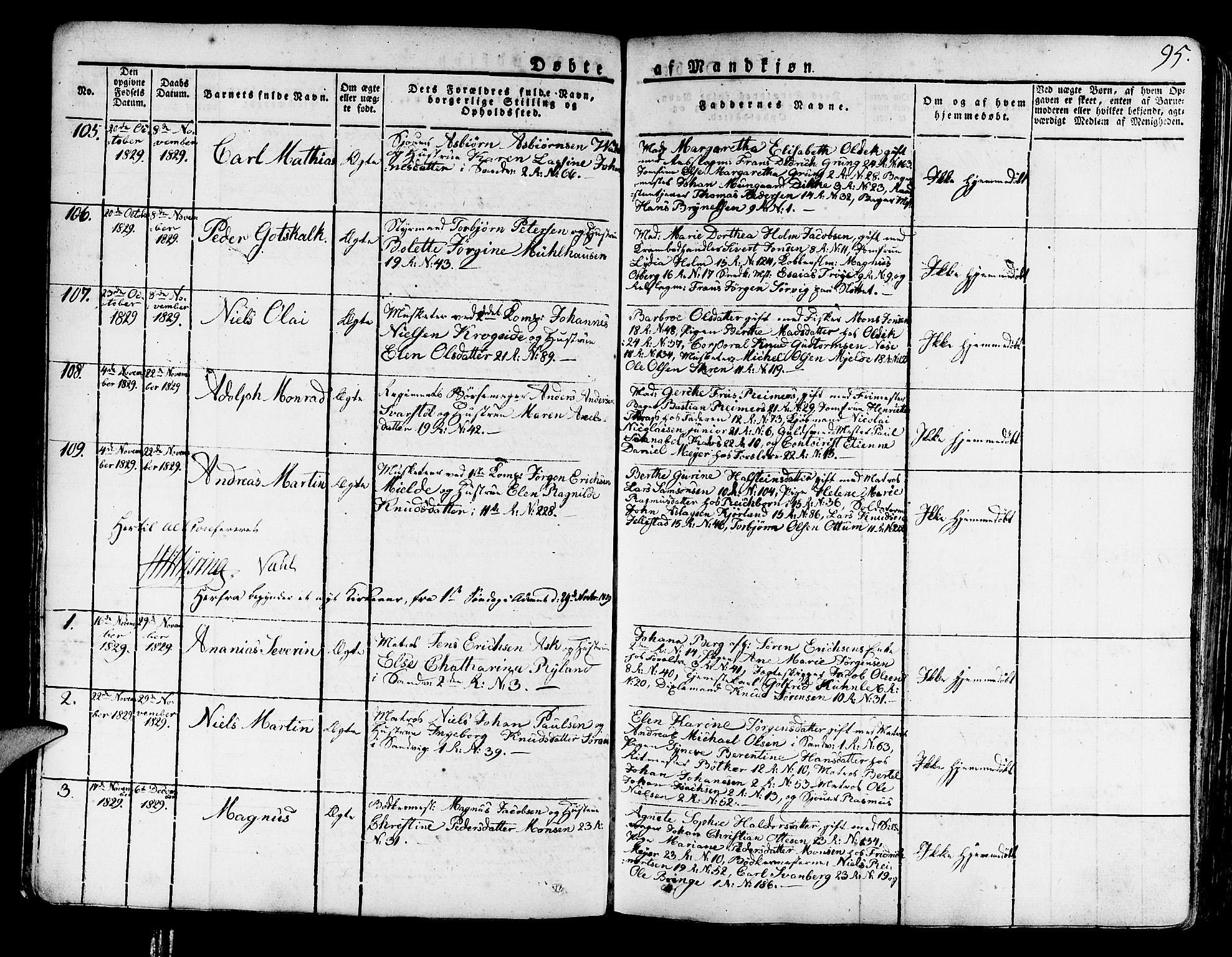 Korskirken sokneprestembete, AV/SAB-A-76101/H/Haa/L0014: Parish register (official) no. A 14, 1823-1835, p. 95