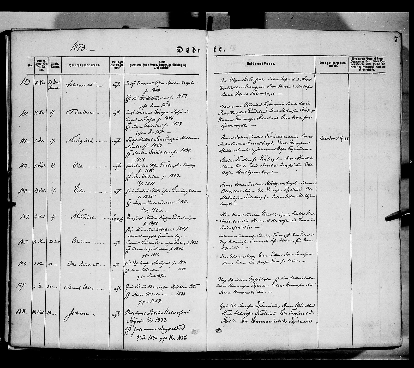 Grue prestekontor, SAH/PREST-036/H/Ha/Haa/L0011: Parish register (official) no. 11, 1873-1880, p. 7