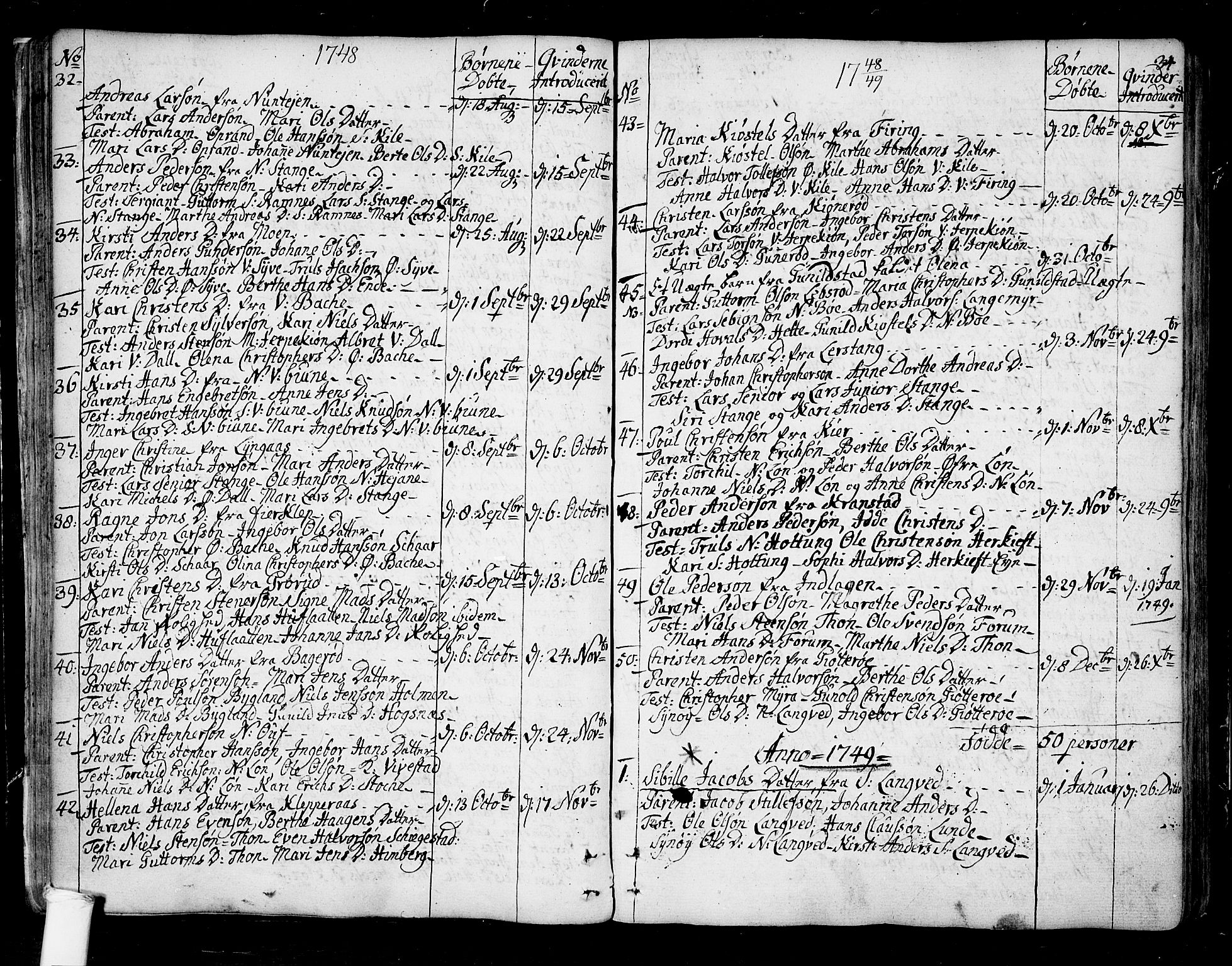 Ramnes kirkebøker, SAKO/A-314/F/Fa/L0001: Parish register (official) no. I 1, 1732-1774, p. 34