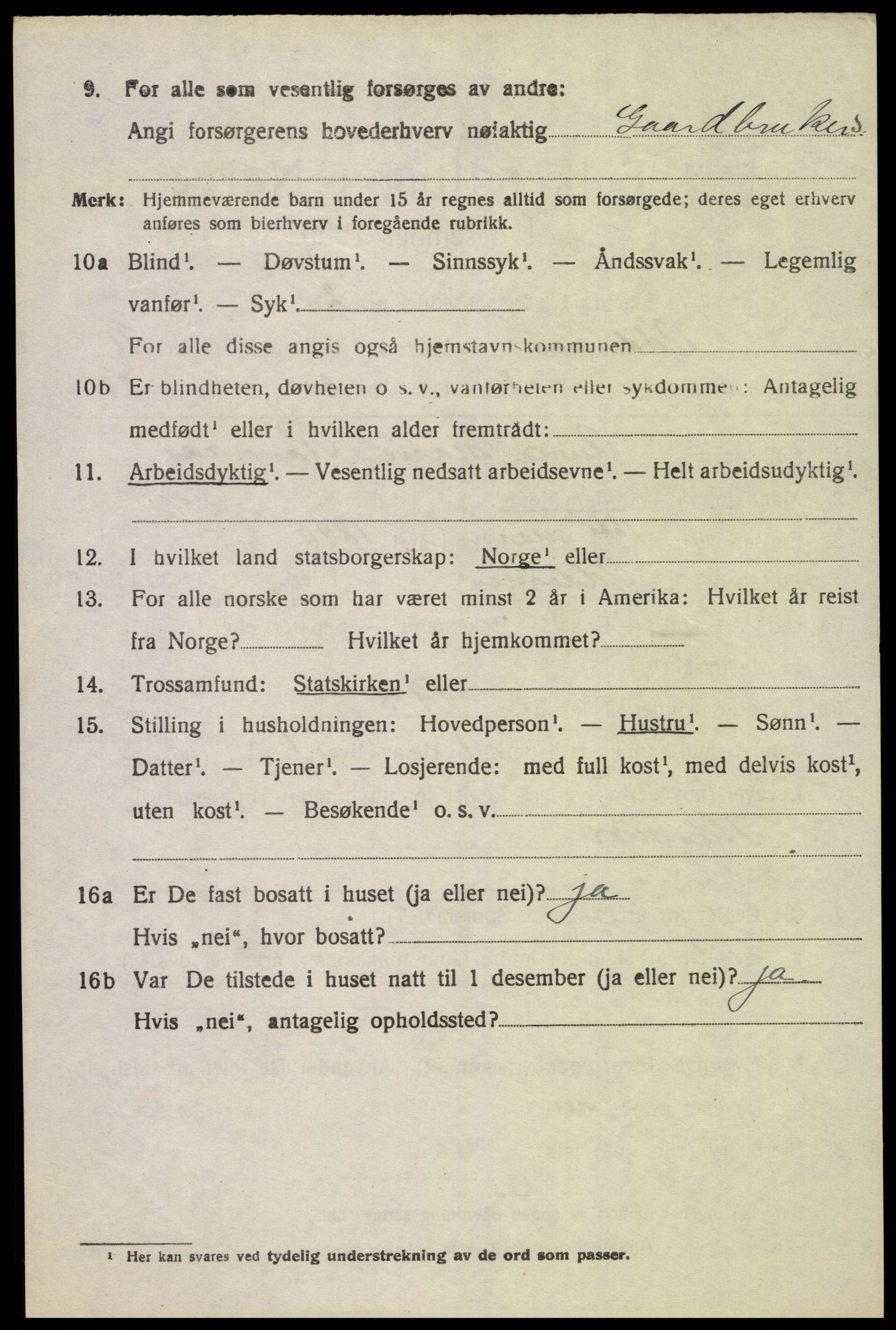 SAK, 1920 census for Oddernes, 1920, p. 7064