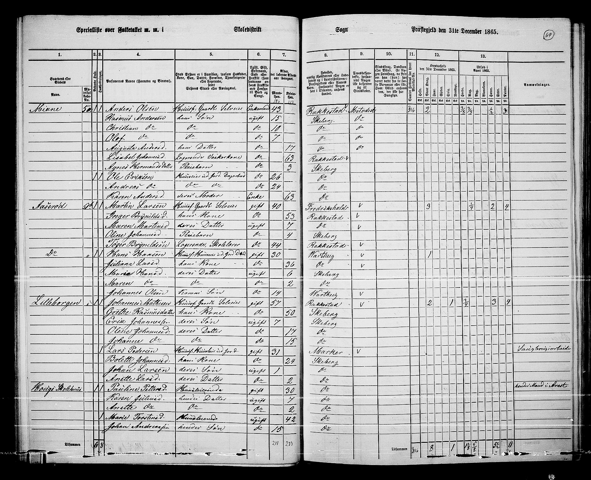 RA, 1865 census for Skjeberg, 1865, p. 65