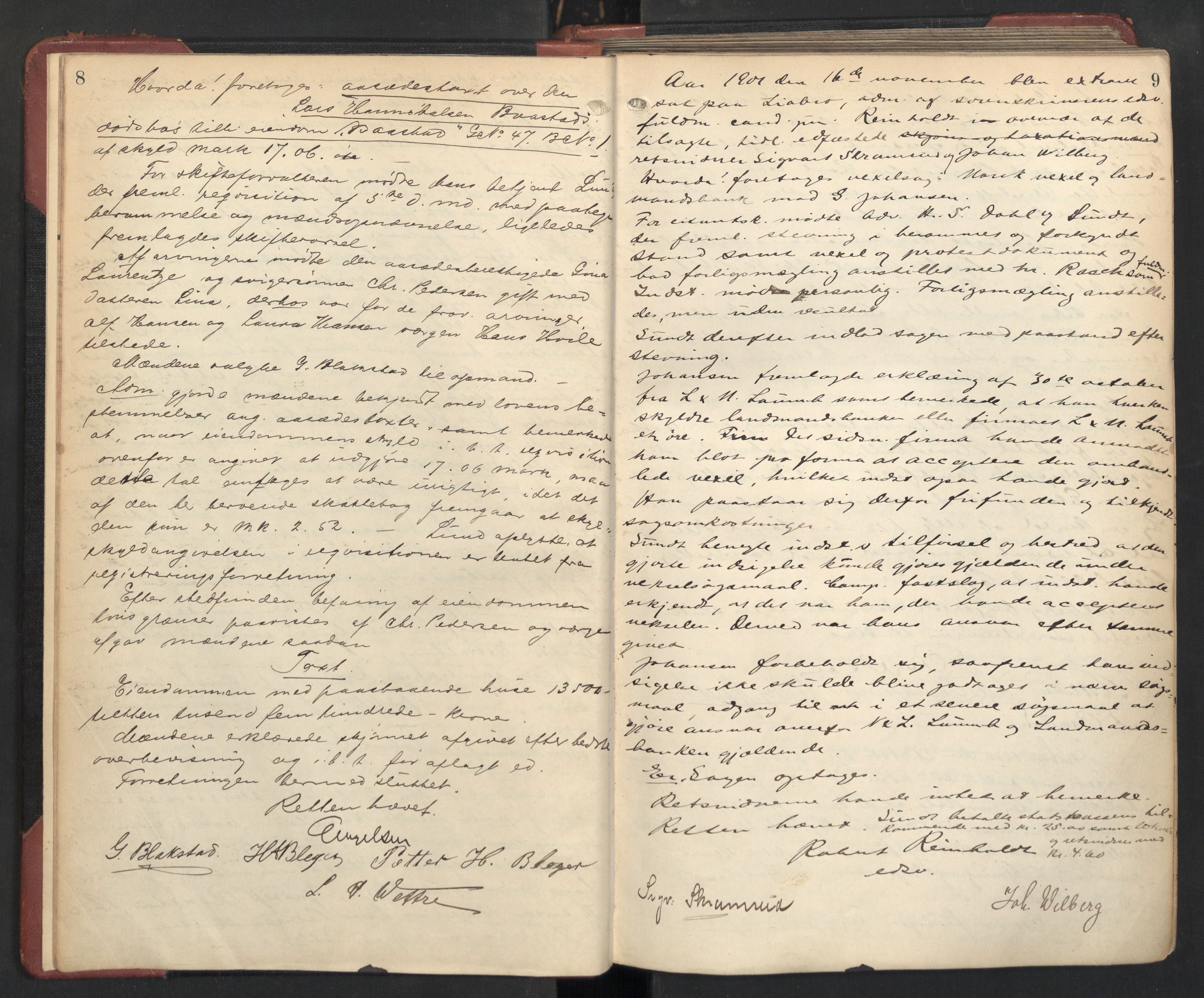 Aker sorenskriveri, AV/SAO-A-10895/F/Fc/Fcb/L0070: Ekstrarettsprotokoll, 1901-1906, p. 8-9