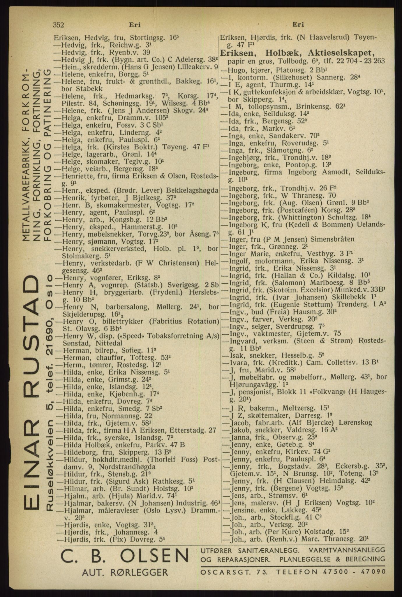 Kristiania/Oslo adressebok, PUBL/-, 1933, p. 352