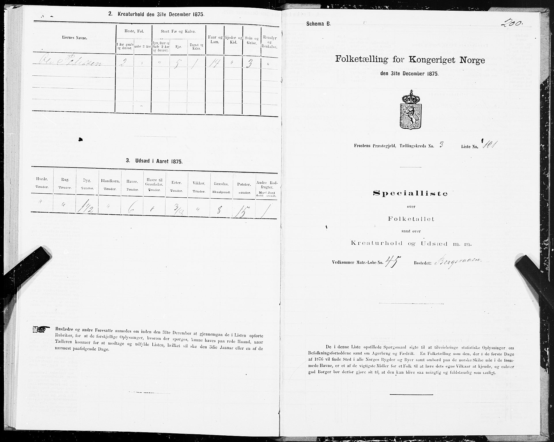 SAT, 1875 census for 1717P Frosta, 1875, p. 3200