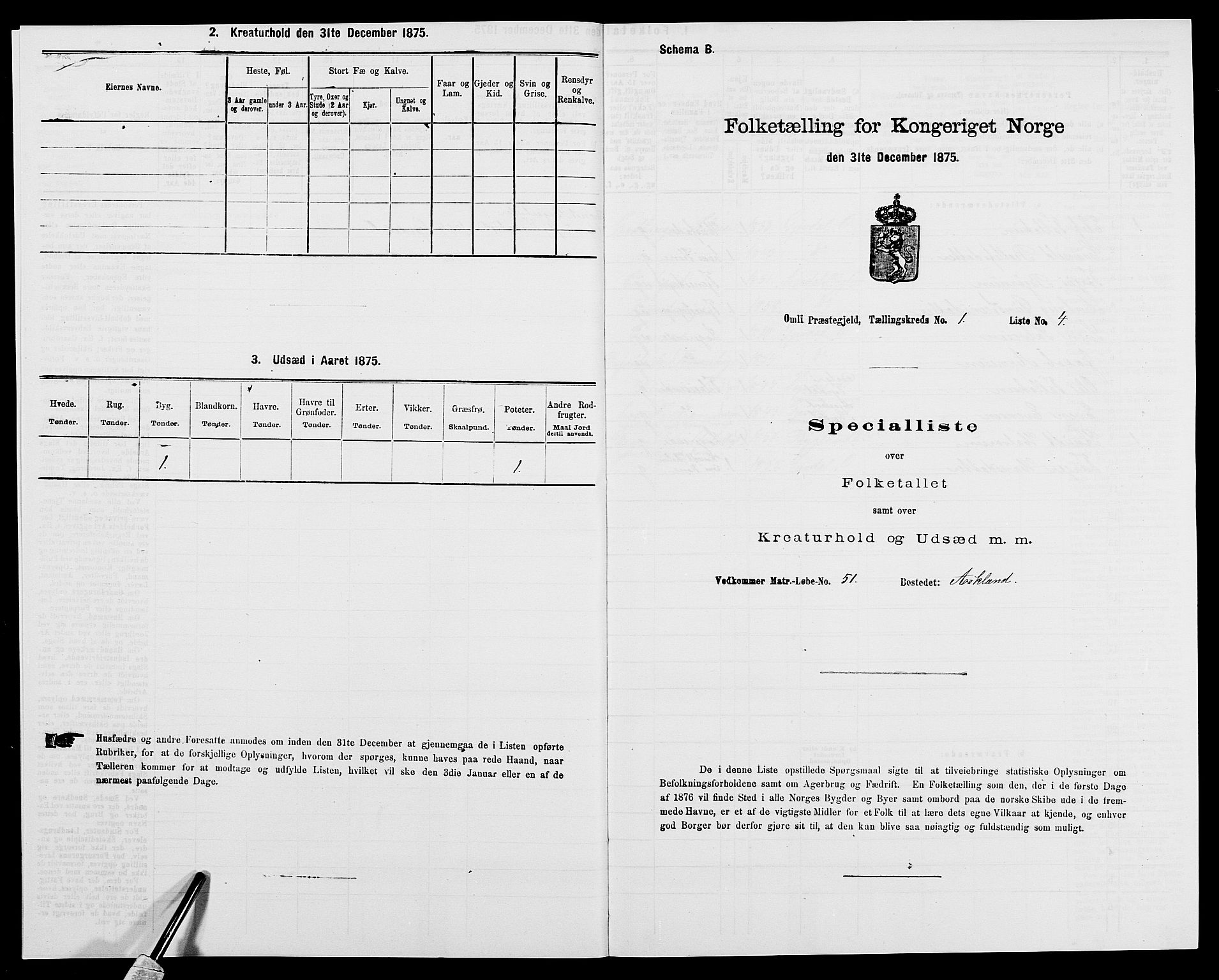 SAK, 1875 census for 0929P Åmli, 1875, p. 47