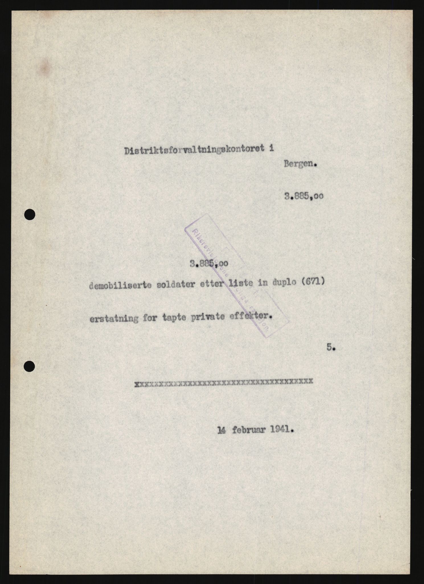 Justisdepartementet, Oppgjørsavdelingen, AV/RA-S-1056/G/Ga/L0005: Anvisningsliste nr. 385-388, 390-410, 662-725, 728-732, 736-740 og 1106-1140 over utbetalte effektsaker, 1940-1942, p. 1065