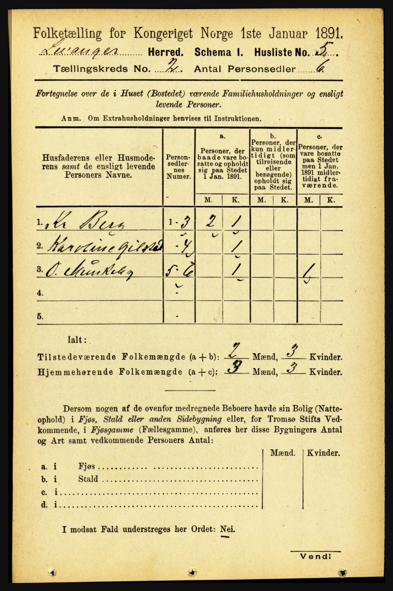 RA, 1891 census for 1720 Levanger, 1891, p. 746