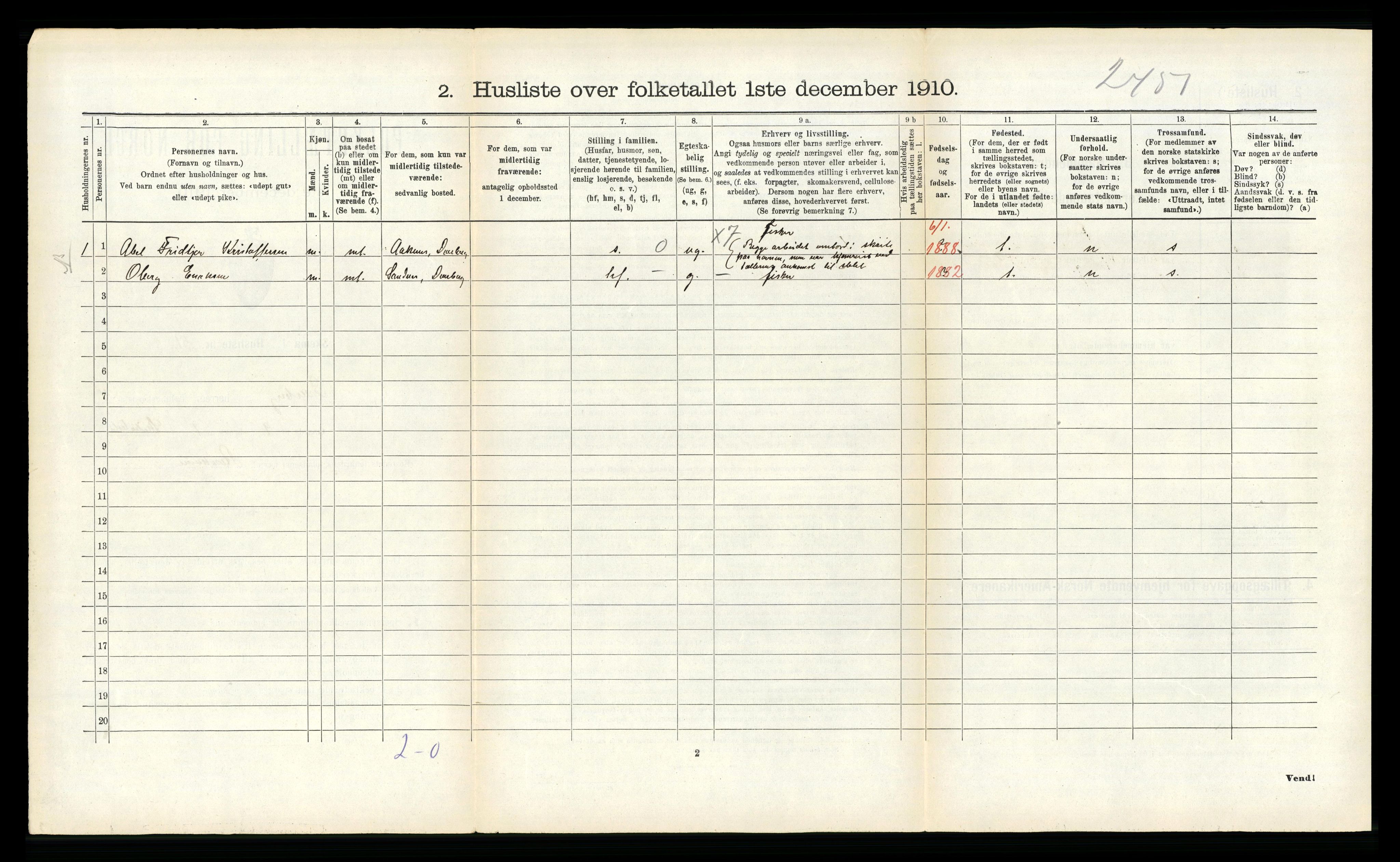 RA, 1910 census for Dverberg, 1910, p. 409