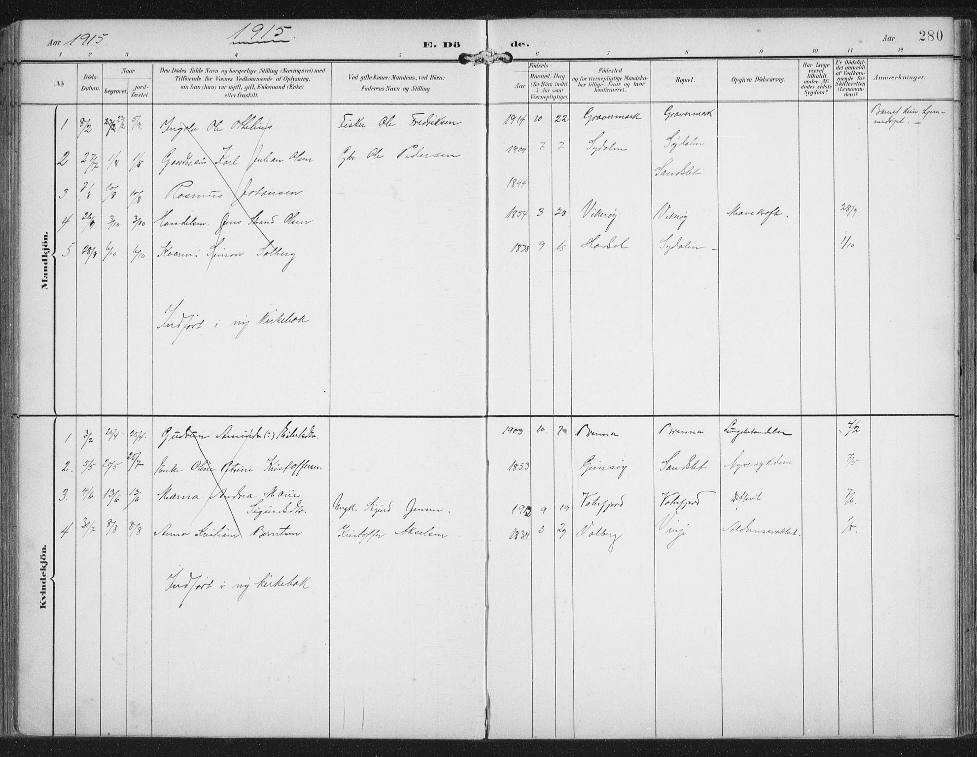 Ministerialprotokoller, klokkerbøker og fødselsregistre - Nordland, SAT/A-1459/876/L1098: Parish register (official) no. 876A04, 1896-1915, p. 280