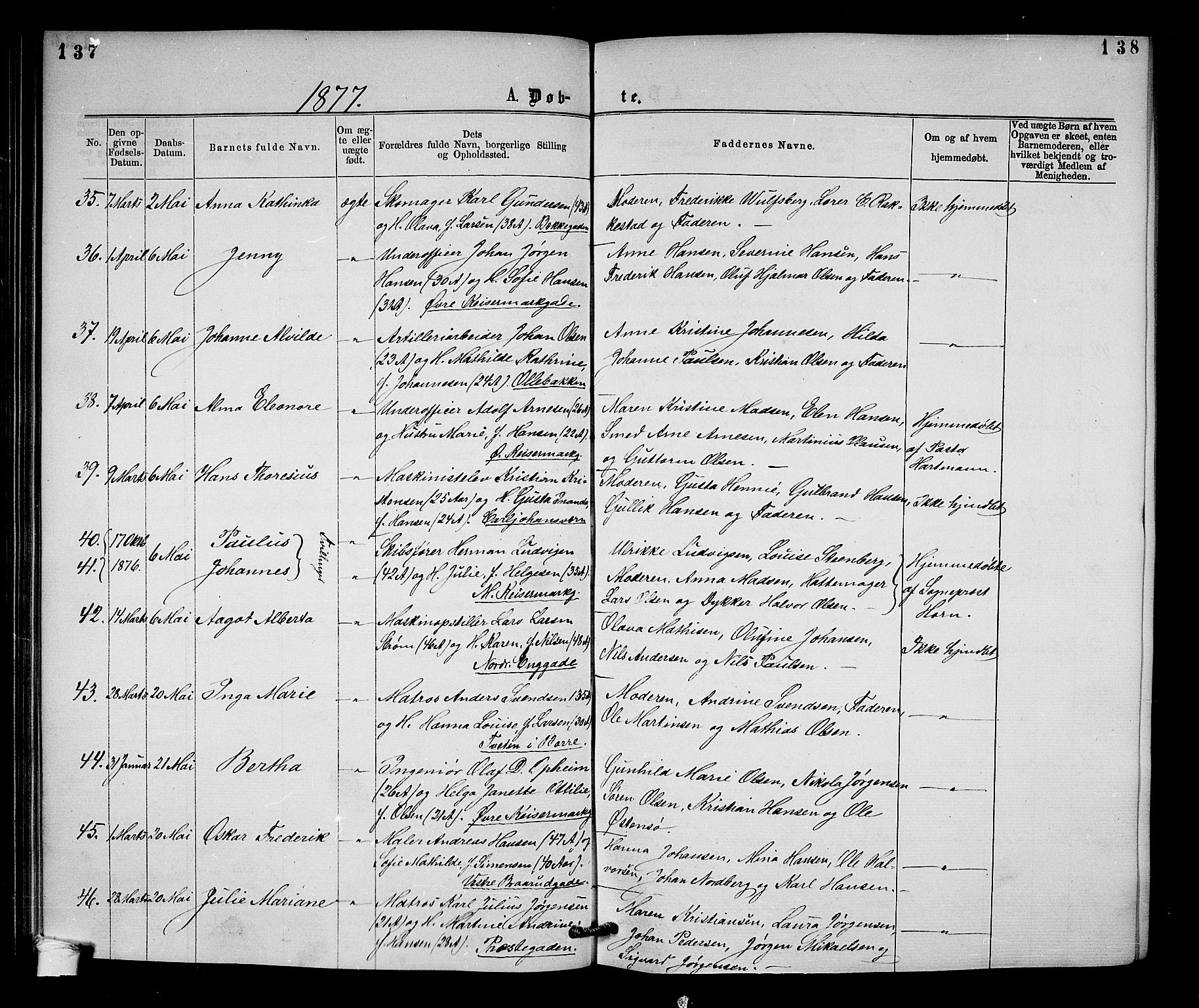 Horten kirkebøker, AV/SAKO-A-348/G/Ga/L0003: Parish register (copy) no. 3, 1872-1877, p. 137-138