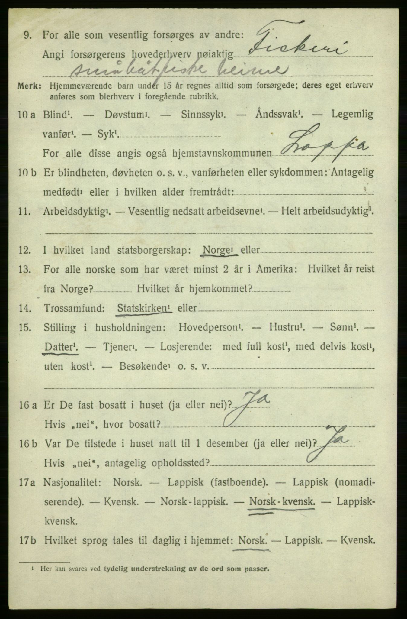 SATØ, 1920 census for Loppa, 1920, p. 665