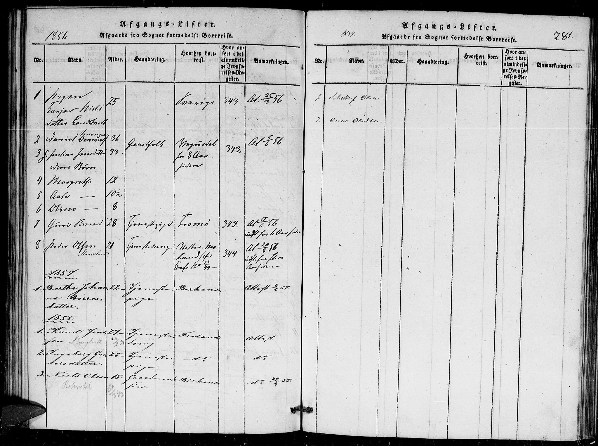 Herefoss sokneprestkontor, AV/SAK-1111-0019/F/Fa/Faa/L0001: Parish register (official) no. A 1, 1816-1860, p. 281